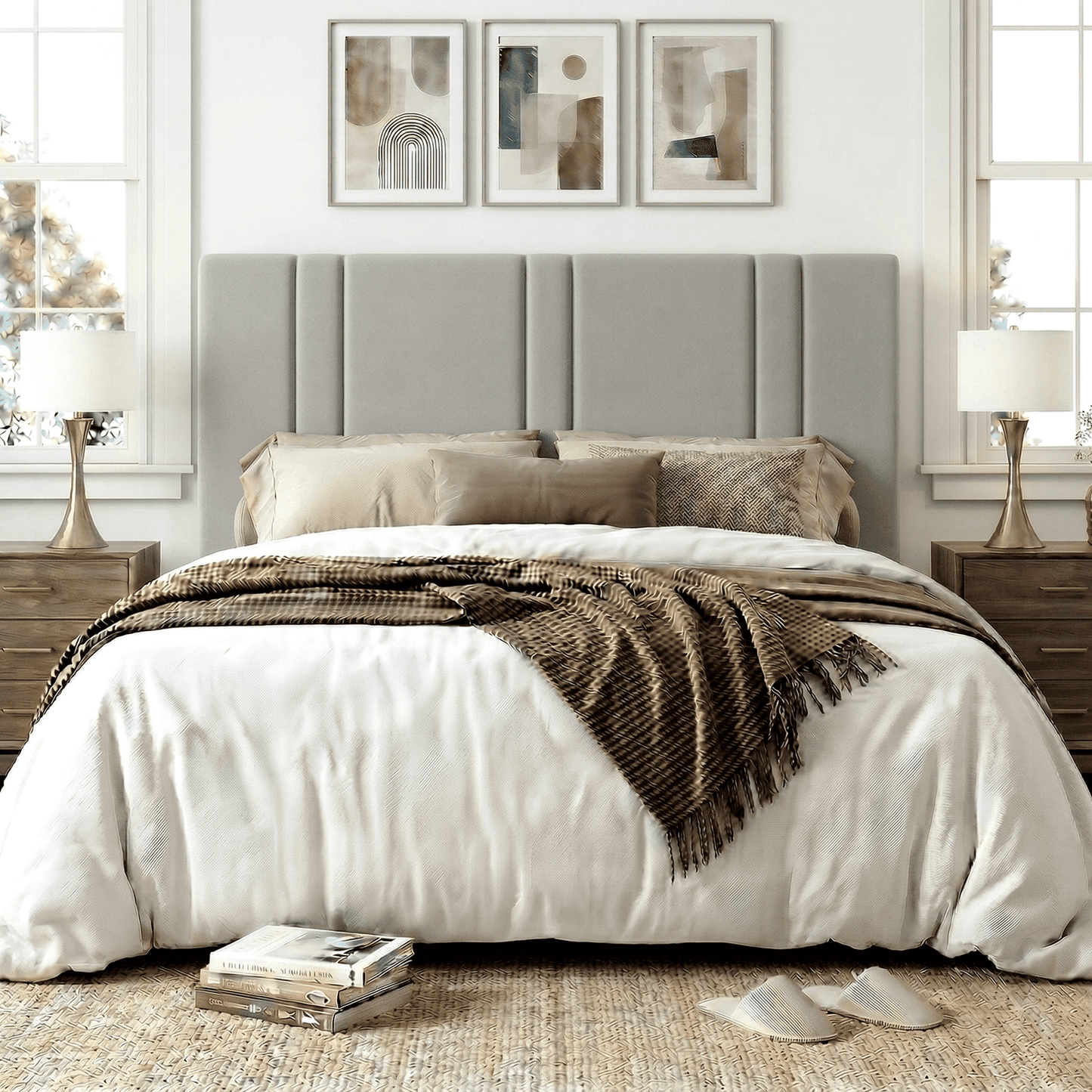 Amolife Bed Frame, Platform Bed with Upholstered Velvet Adjustable Headboard, Wooden Slats, Easy Assembly