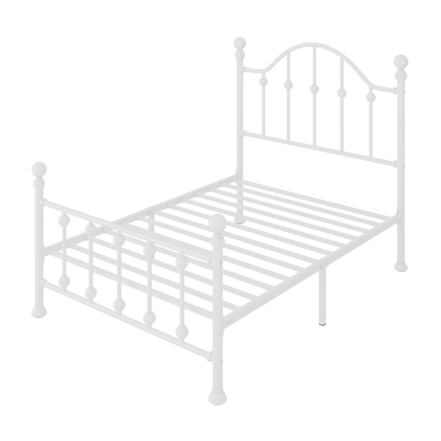 Amolife Metal Bed Frame with Iron-Art Headboard and Footboard, 12" Under-Bed Storage Space, No Box Spring Needed