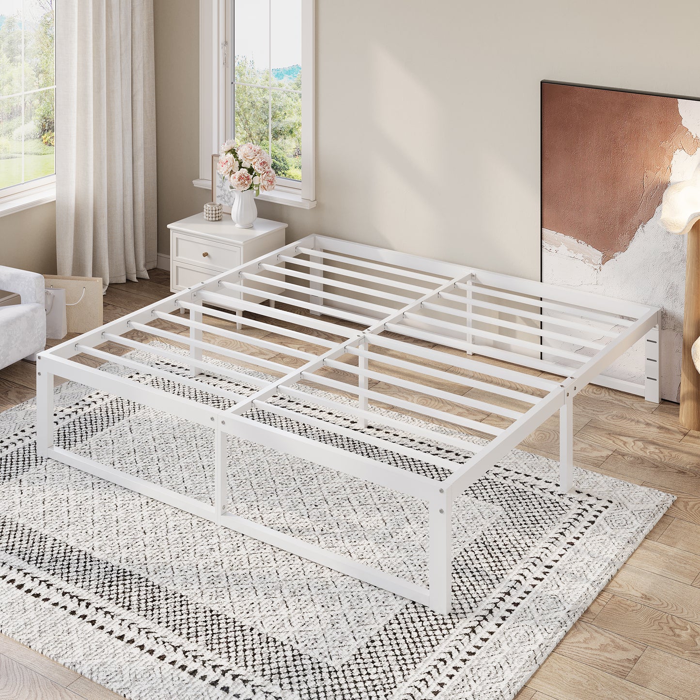 Amolife 14" Platform Bed Frame, Heavy Duty Metal with Under Bed Storage
