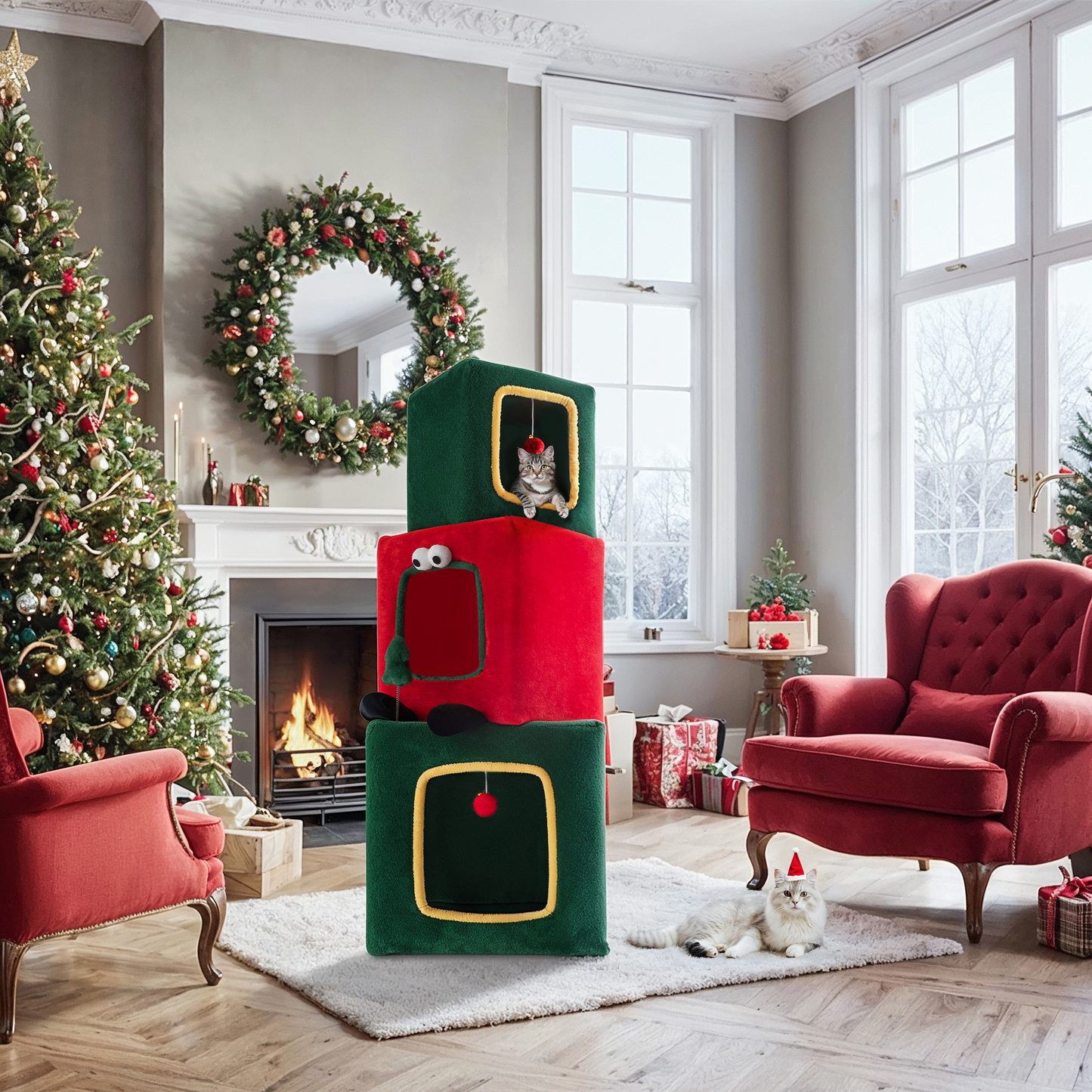 Amolife Christmas Cat Tree and Tower Condo