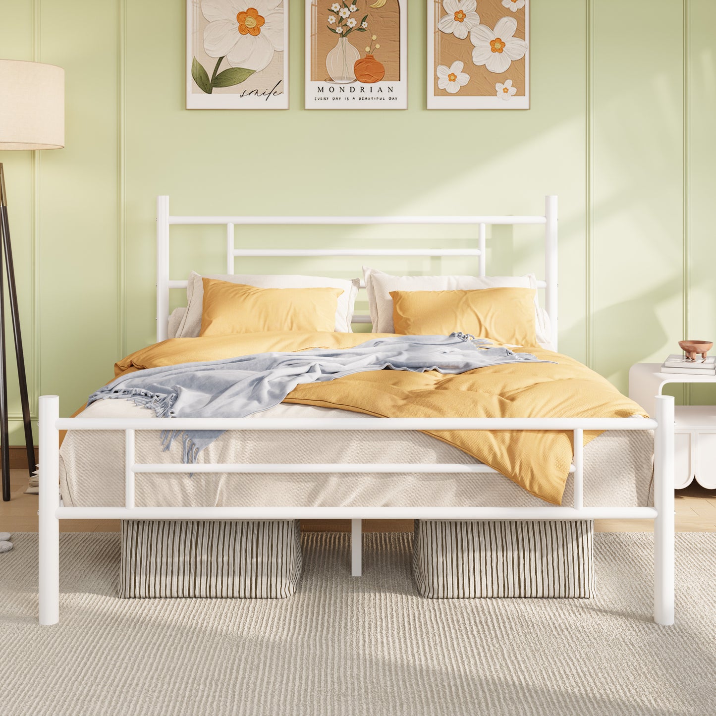 Amolife Metal Platform Bed Frame with Headboard and Footboard, 12.5'' Underbed Storage