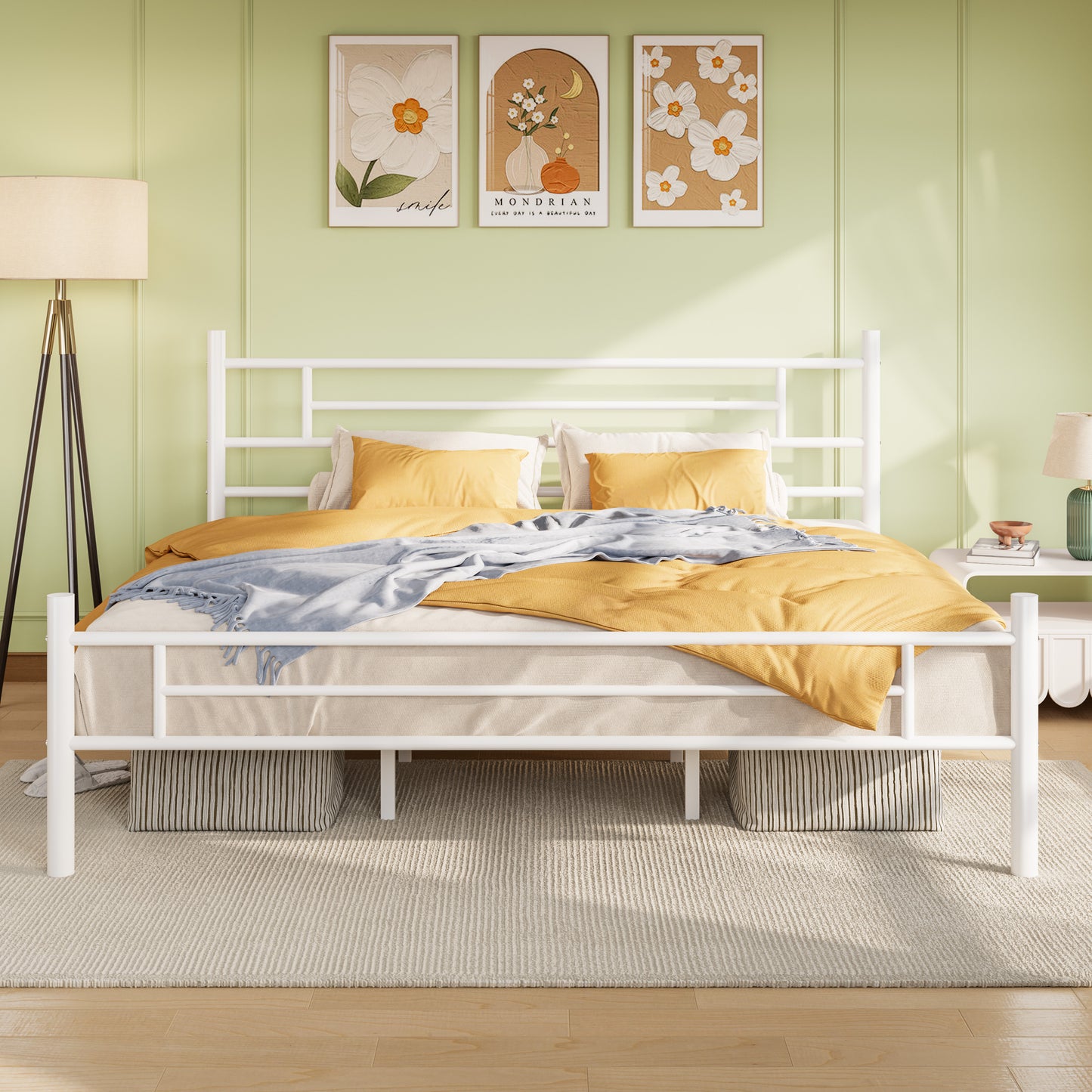 Amolife Metal Platform Bed Frame with Headboard and Footboard, 12.5'' Underbed Storage