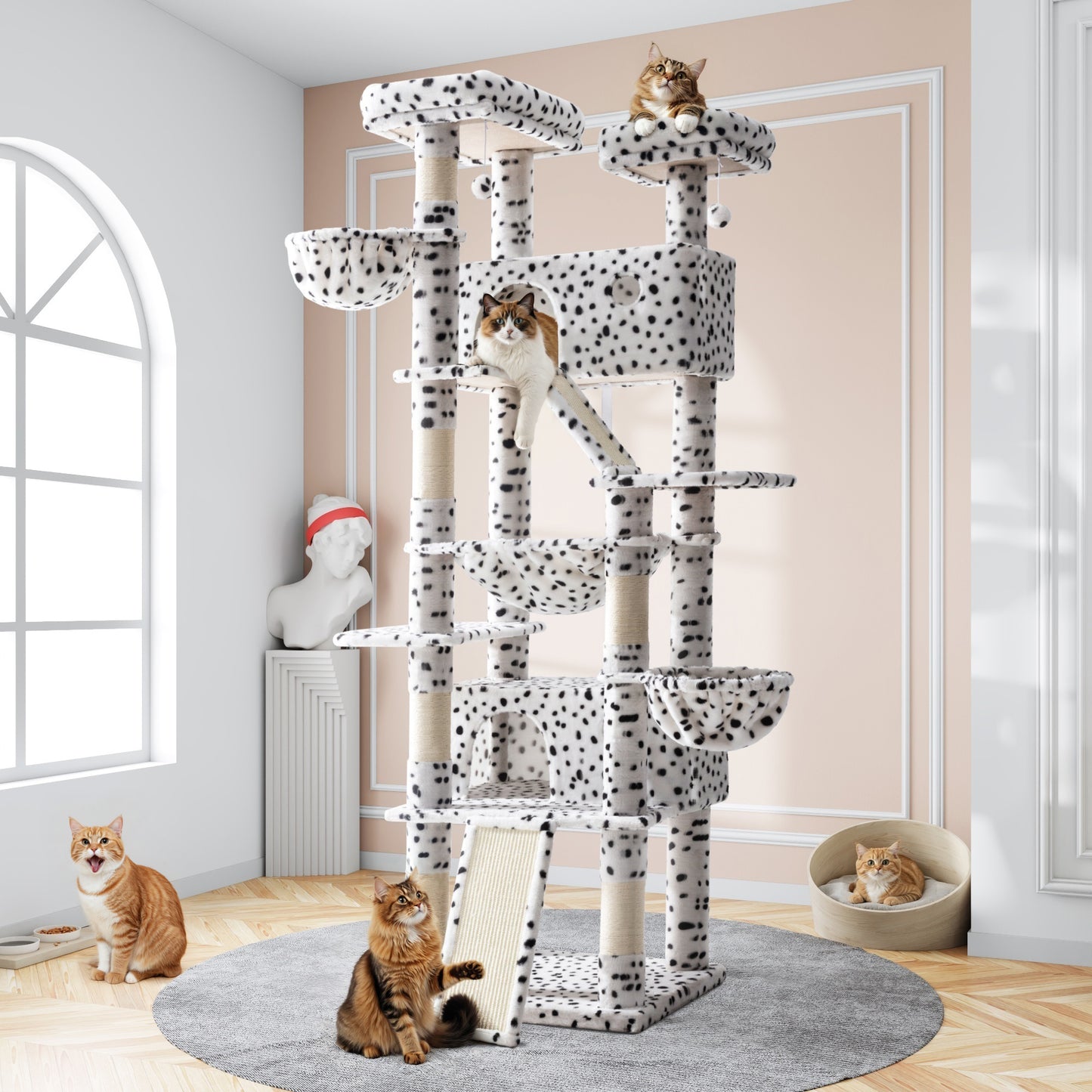 Amolife 81"H X-Large Cat Tree and Tower with Cat Condo House & 2 Scratching Ramps, Hammock & Scratching Posts