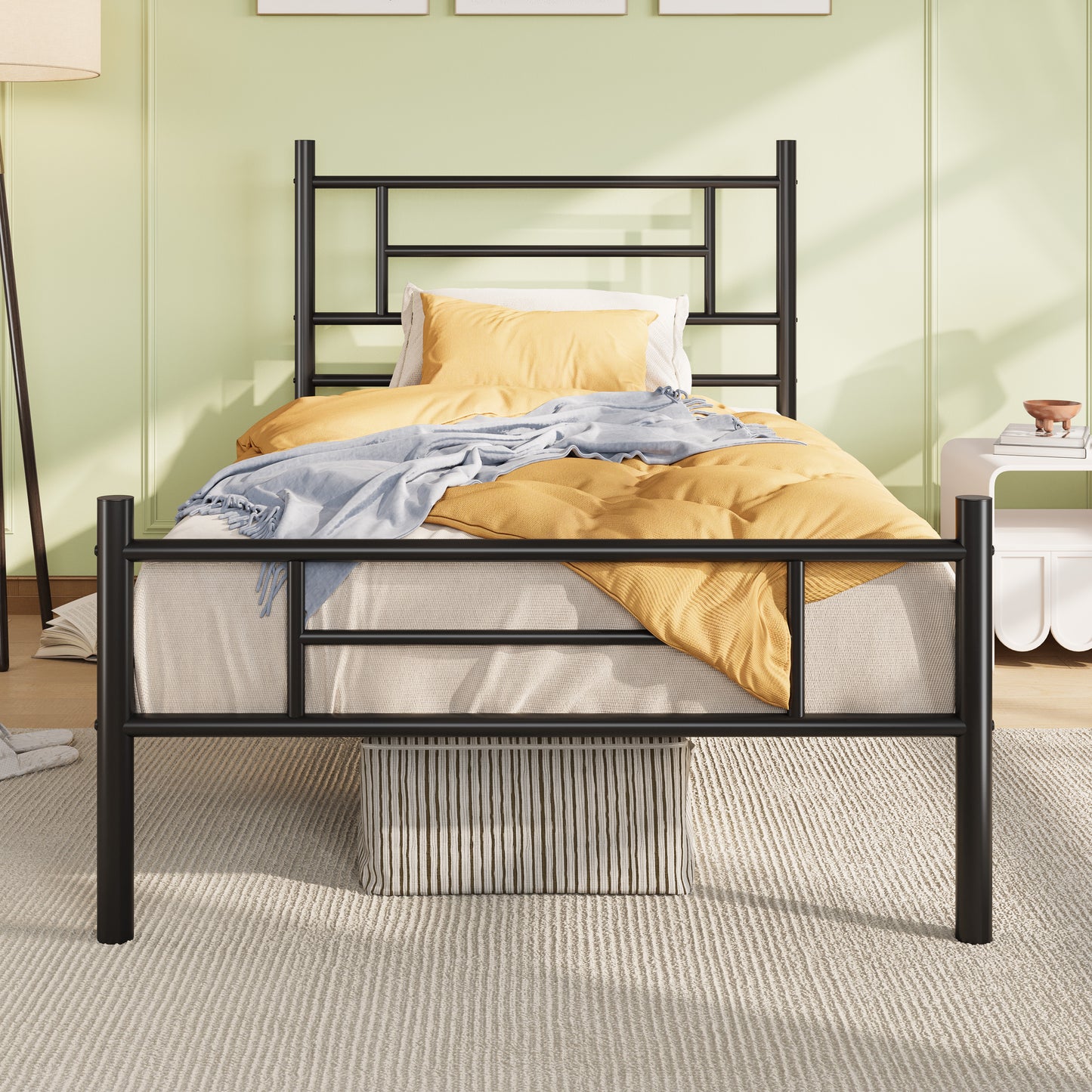 Amolife Metal Platform Bed Frame with Headboard and Footboard, 12.5'' Underbed Storage