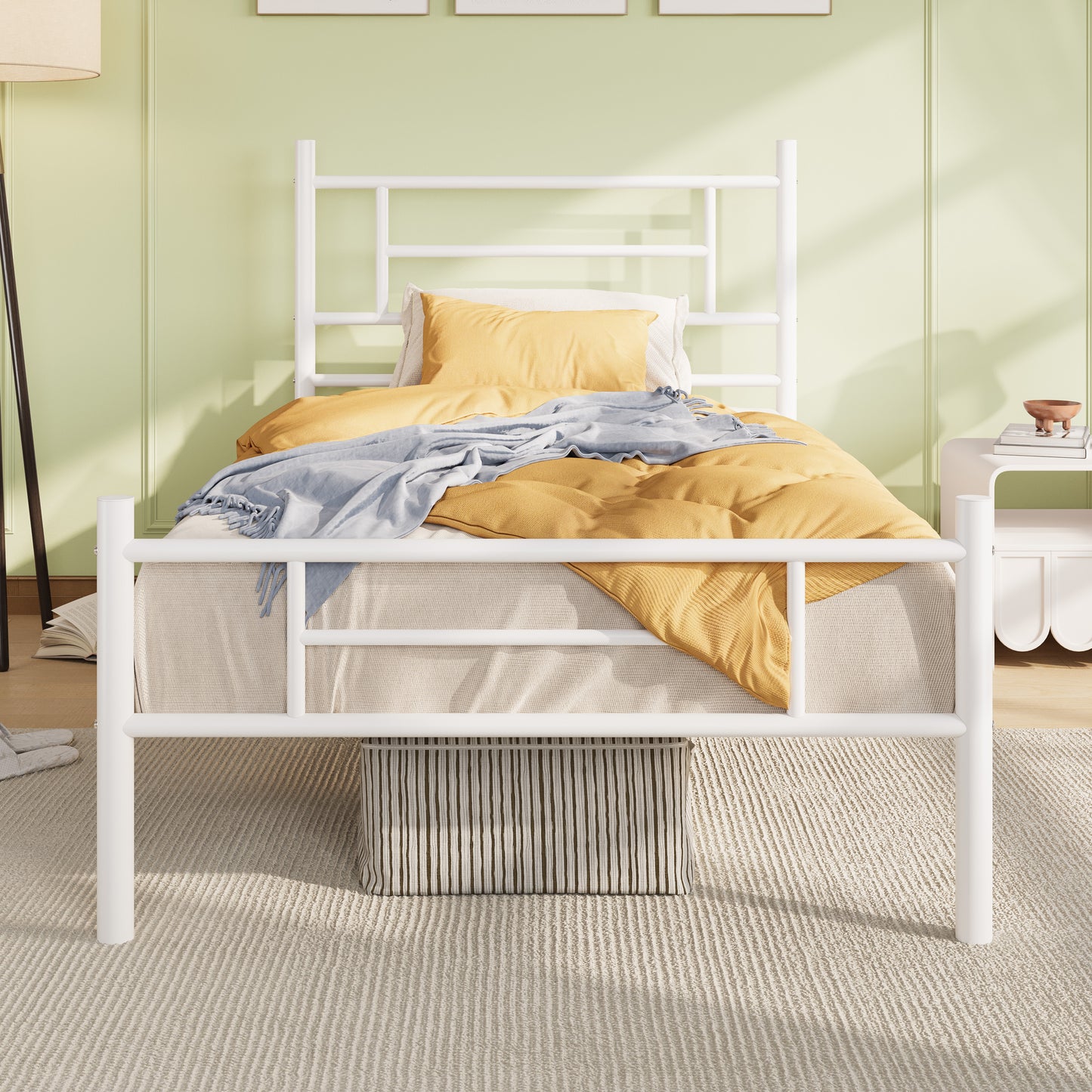 Amolife Metal Platform Bed Frame with Headboard and Footboard, 12.5'' Underbed Storage