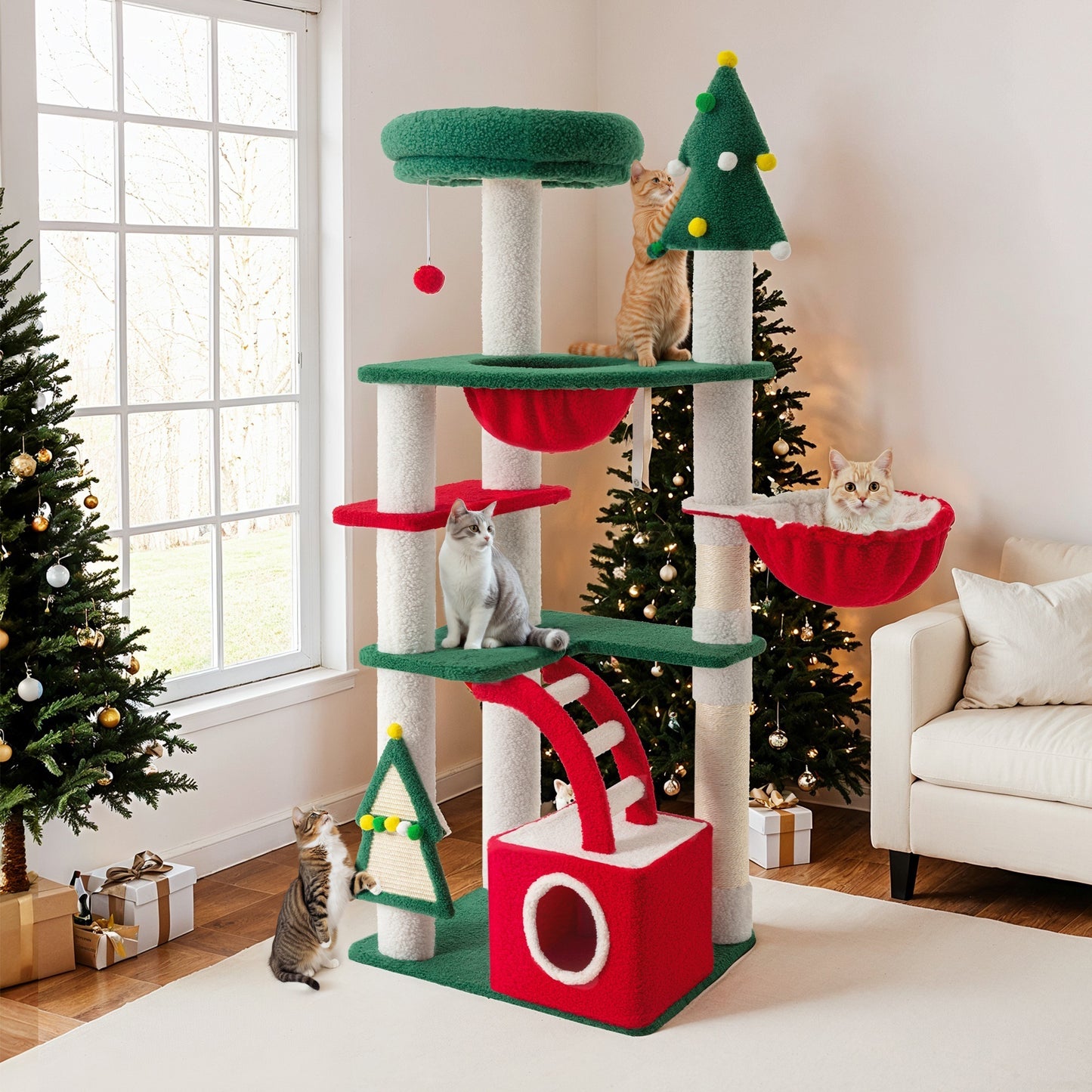 Amolife Christmas Cat Tree and Tower Condo