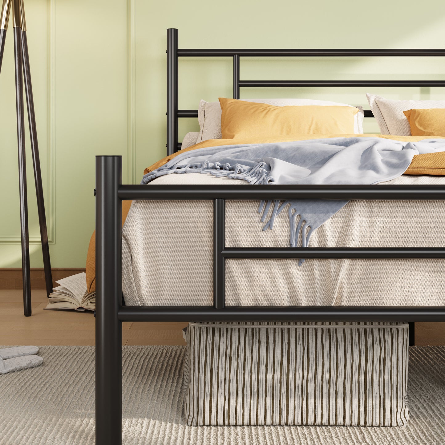 Amolife Metal Platform Bed Frame with Headboard and Footboard, 12.5'' Underbed Storage
