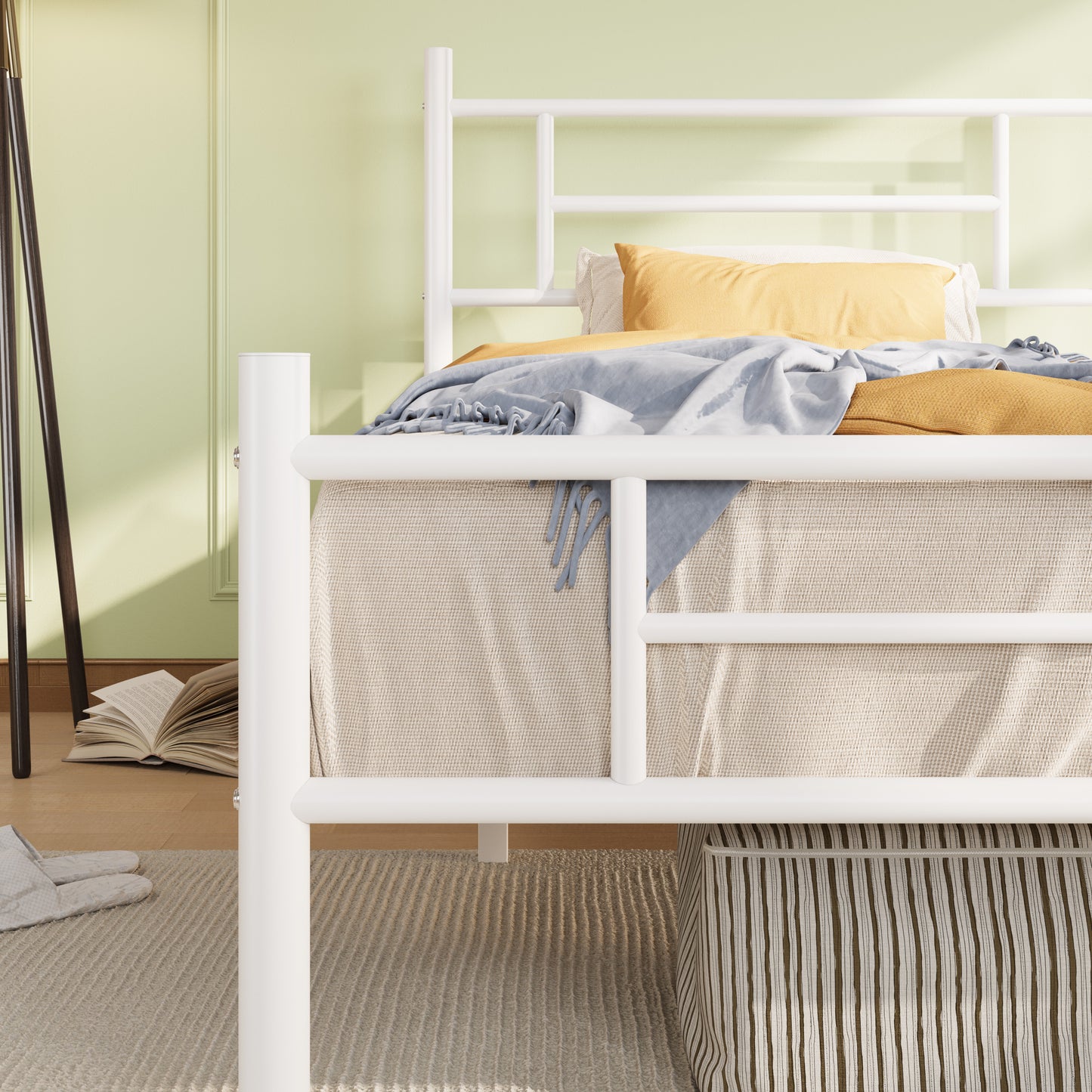 Amolife Metal Platform Bed Frame with Headboard and Footboard, 12.5'' Underbed Storage