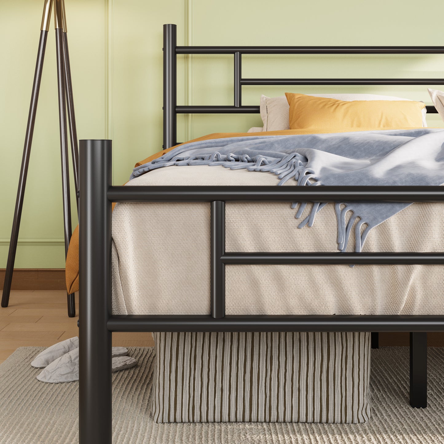Amolife Metal Platform Bed Frame with Headboard and Footboard, 12.5'' Underbed Storage