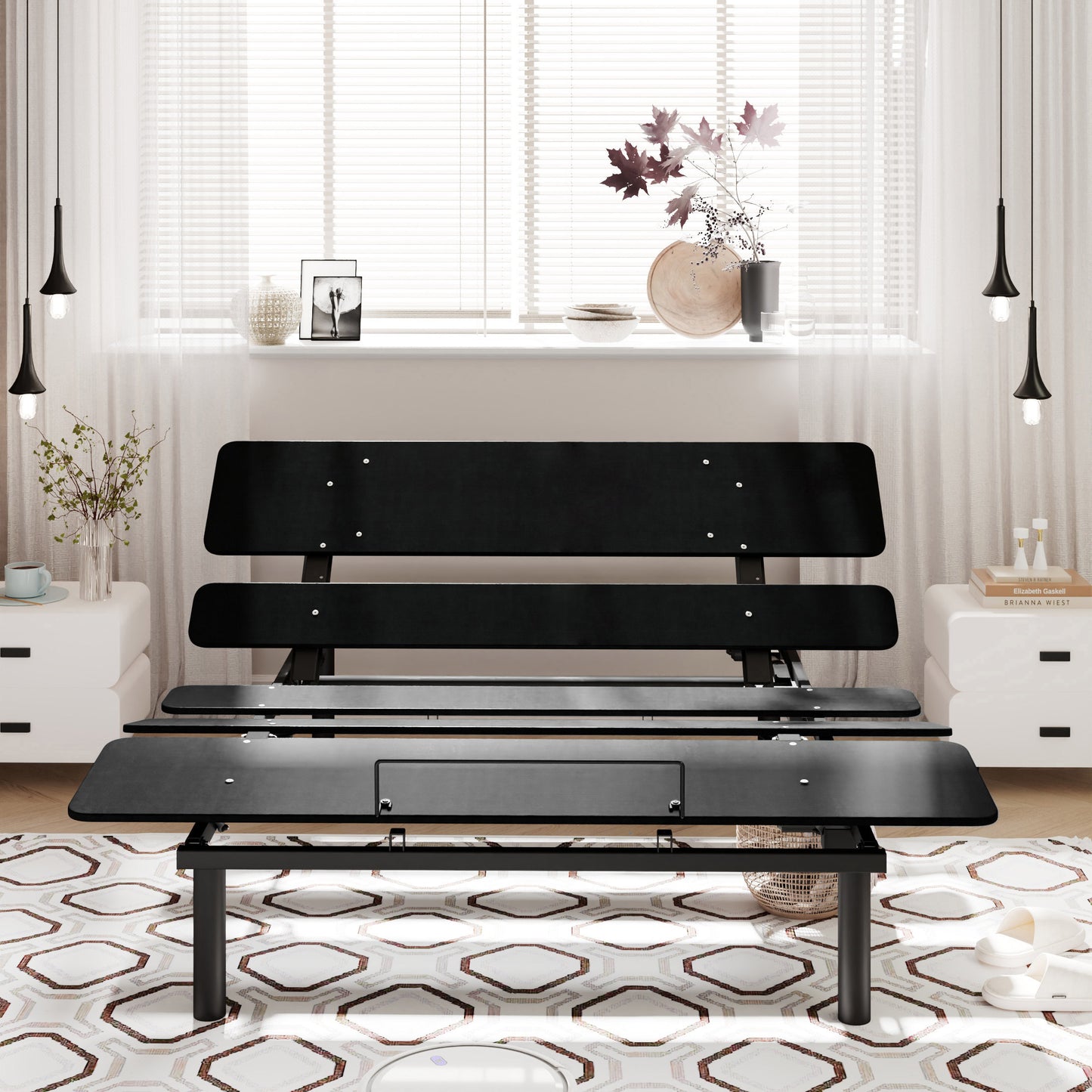 Queen Size Adjustable Bed Base Frame with independent Head and Foot Incline, Wireless Remote Control with Quiet Motor