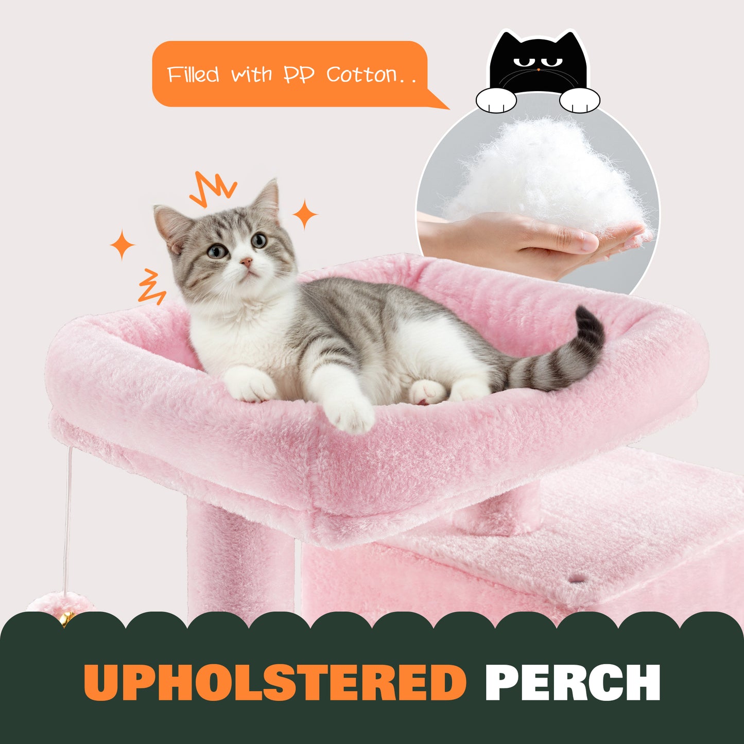 Amolife 29.1" Cat Tree Tower Condo with Large Perch Cat Scratching Posts for Indoor Cats