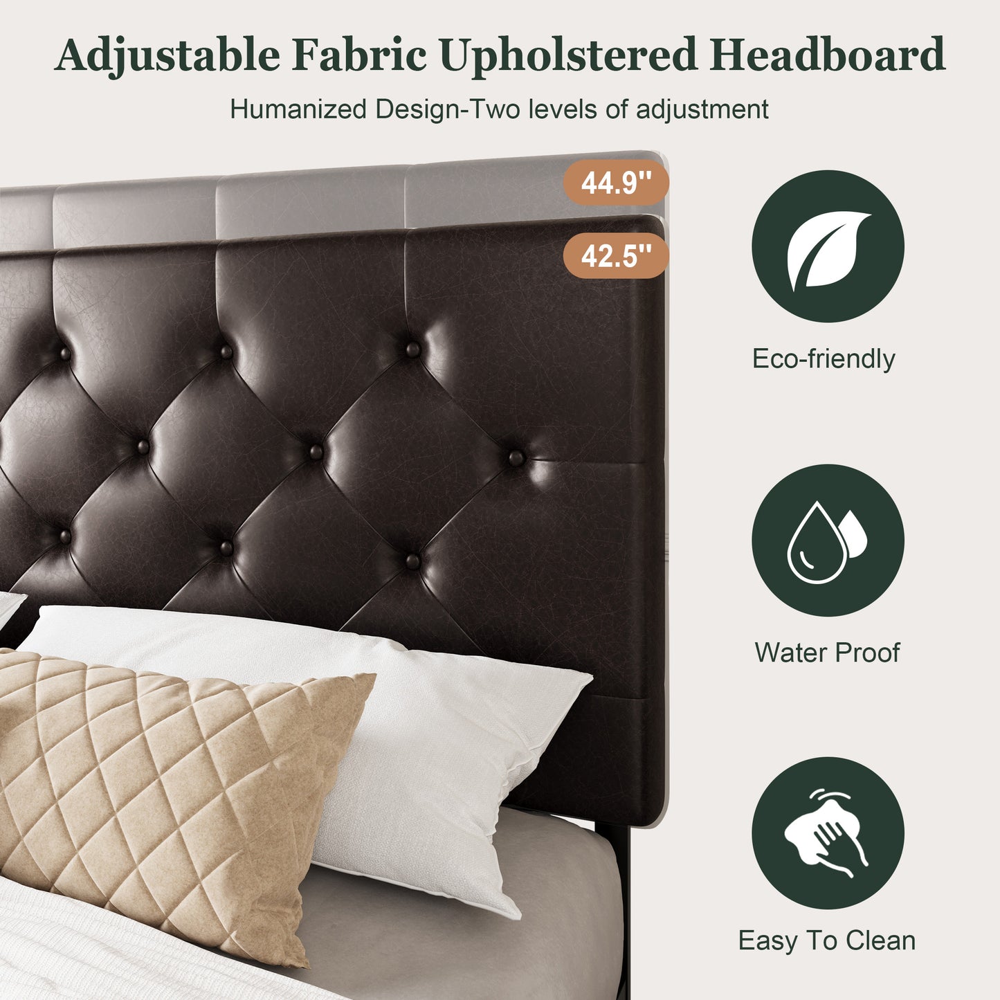 Amolife Faux Leather Platform Bed Frame with 4 Storage Drawers, Button Tufted Style Hedboard