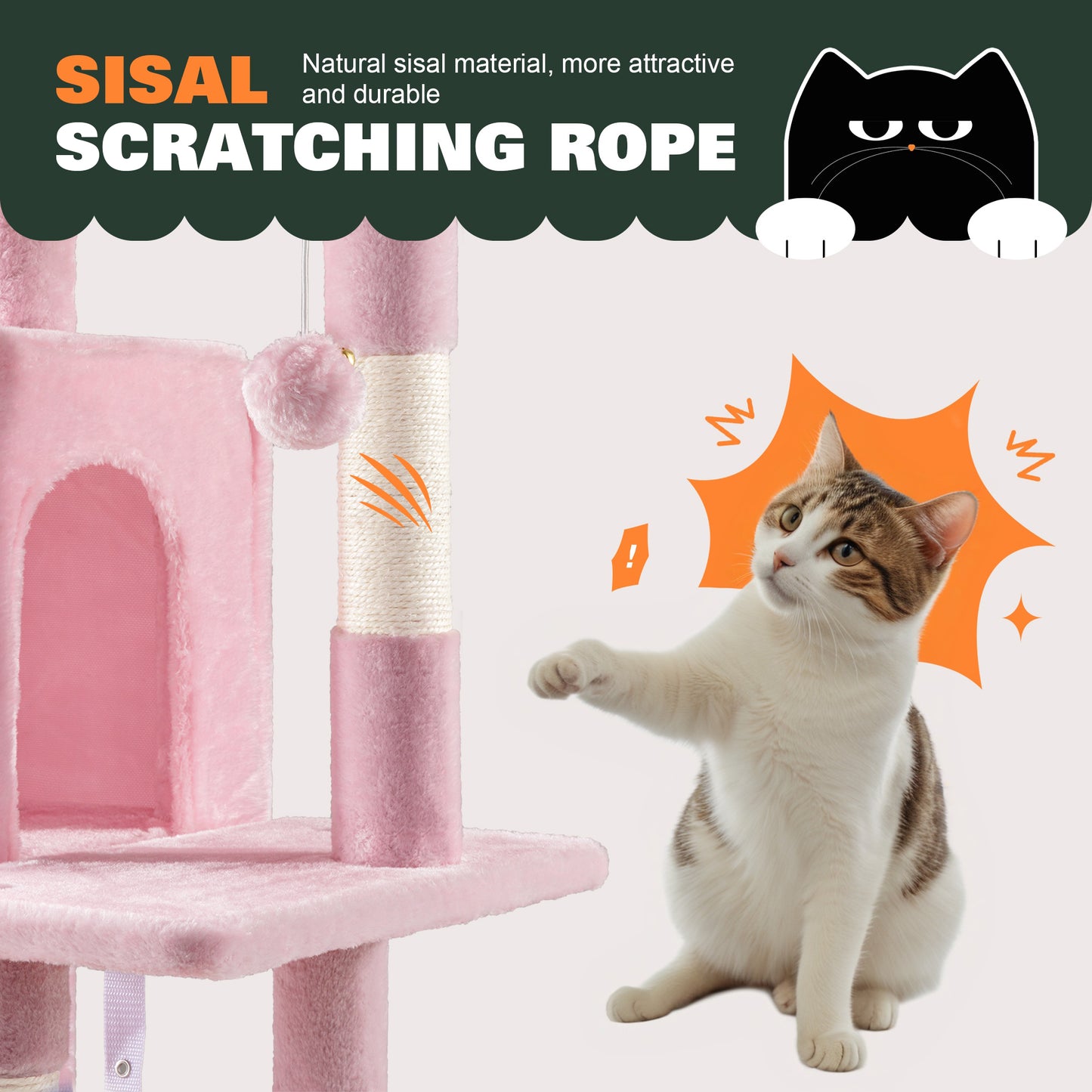 Amolife 29.1" Cat Tree Tower Condo with Large Perch Cat Scratching Posts for Indoor Cats