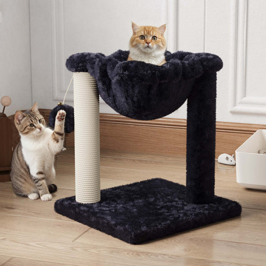 Amolife 14.1" Cat Tree with Hammock, Sisal Scratching Post, Plush Bed, Stable Cat Furniture for Indoor Cats and Kittens