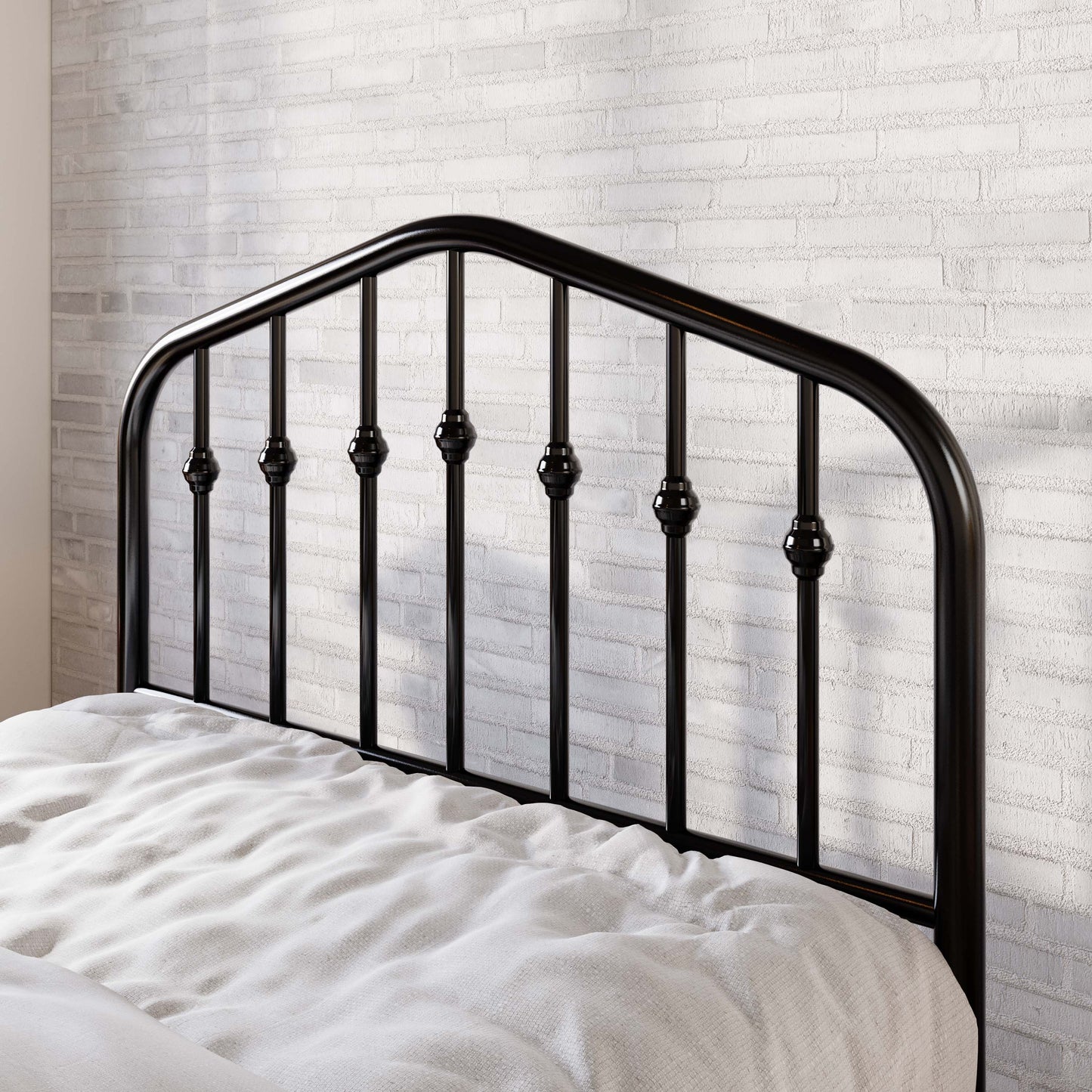 Amolife Vintage Metal Bed Frame with Delicate Headboard and Footboard