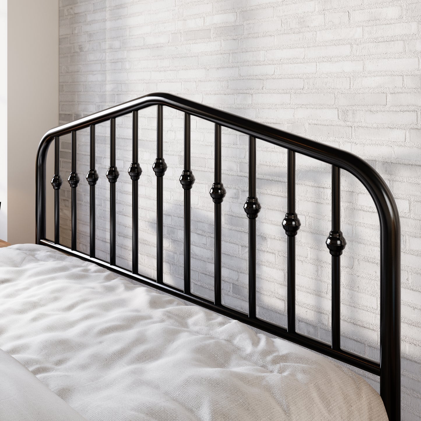 Amolife Vintage Metal Bed Frame with Delicate Headboard and Footboard