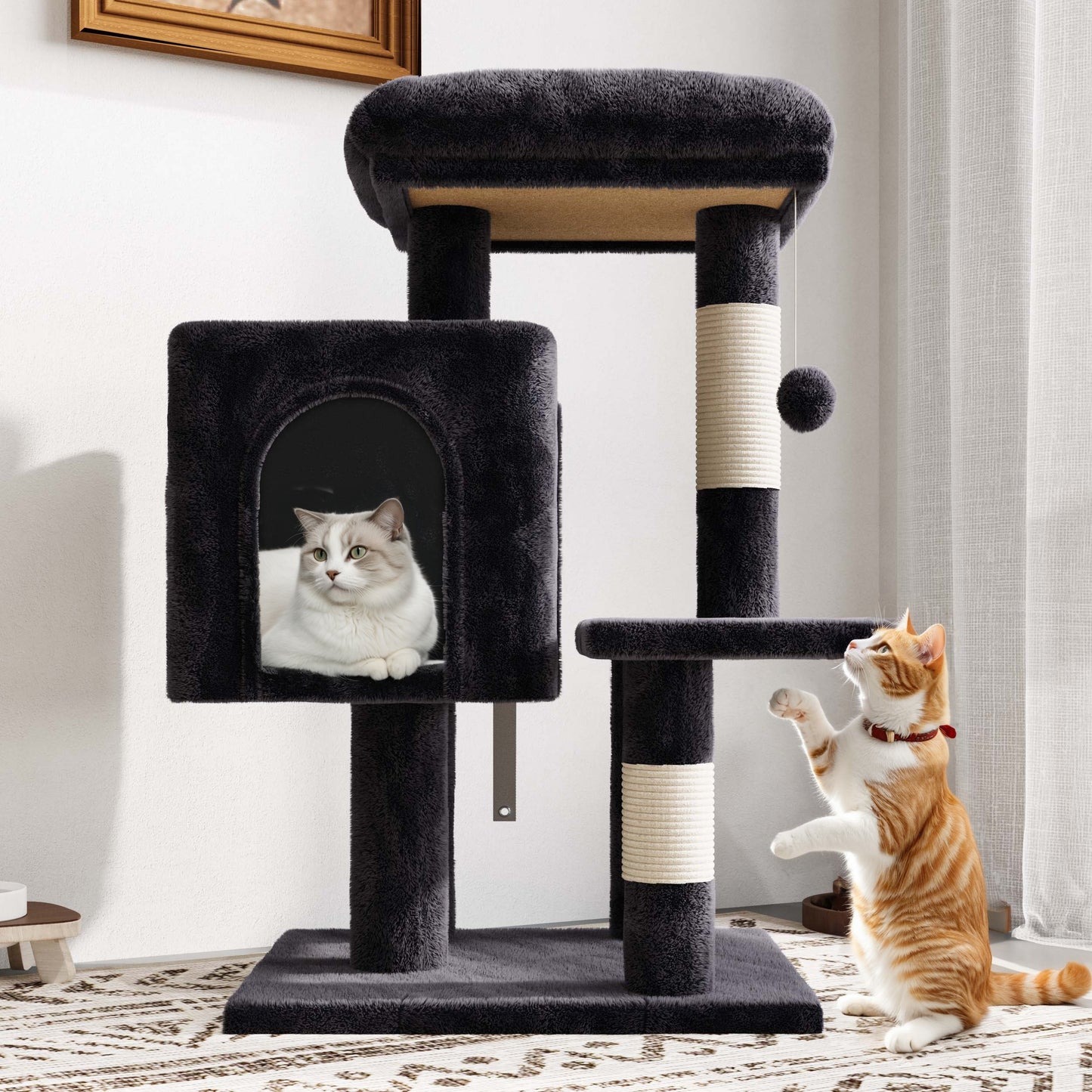 Amolife 29.1" Cat Tree Tower Condo with Large Perch Cat Scratching Posts for Indoor Cats