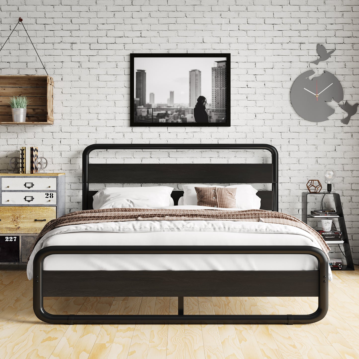 Amolife Bed Frame with Headboard and Footboard,Metal Platform Bed,No Box Spring Required