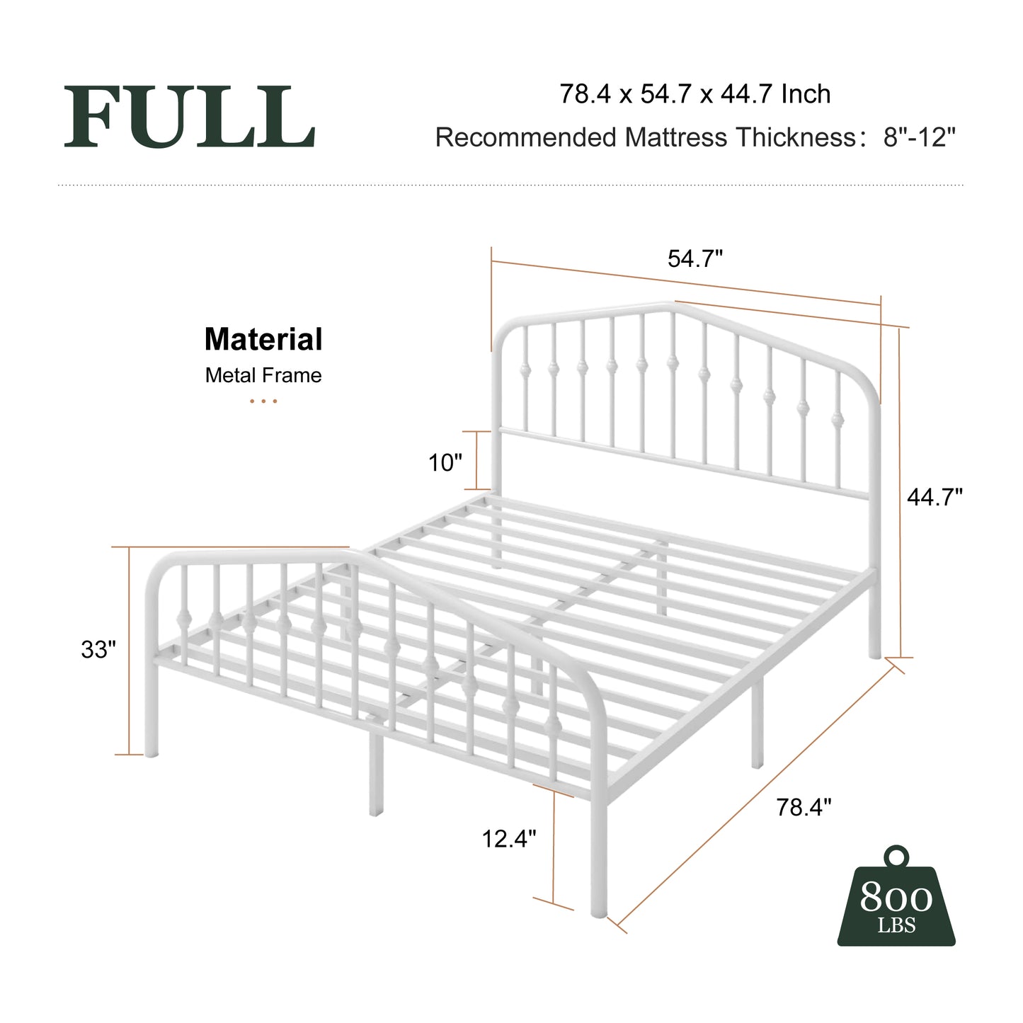 Amolife Vintage Metal Bed Frame with Delicate Headboard and Footboard
