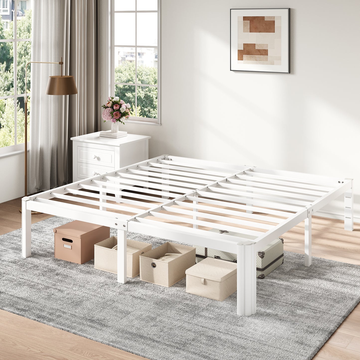 Amolife 14" Metal Bed Frame, Heavy Duty Platform Bed Frame with 3500 lbs Capacity, Underbed Storage, No Box Spring Needed
