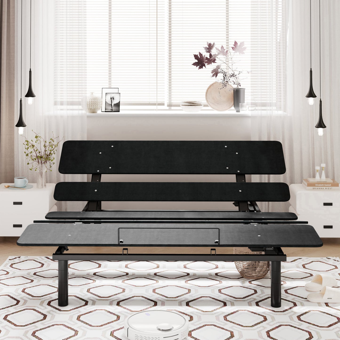 Queen Size Adjustable Bed Base Frame with independent Head and Foot Incline, Wireless Remote Control with Quiet Motor