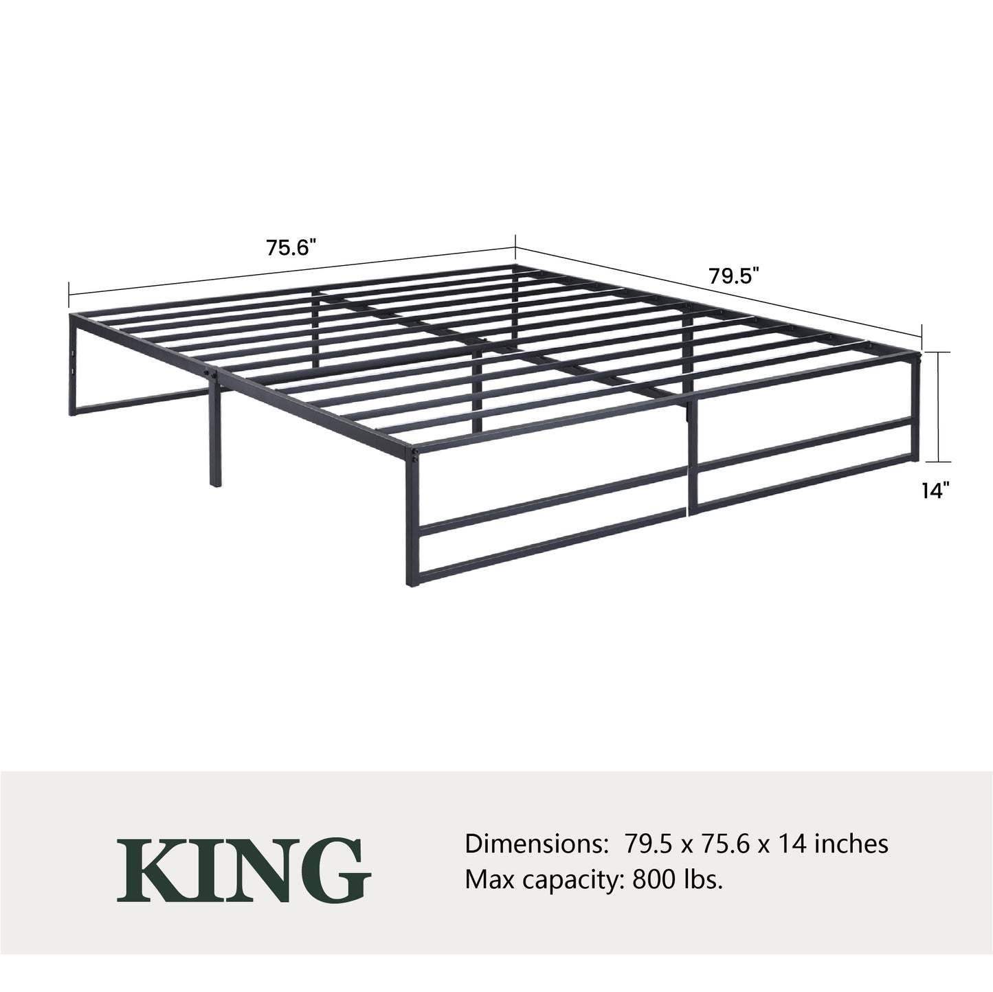 Metal Platform Bed Frame with 14'' Under Bed Storage