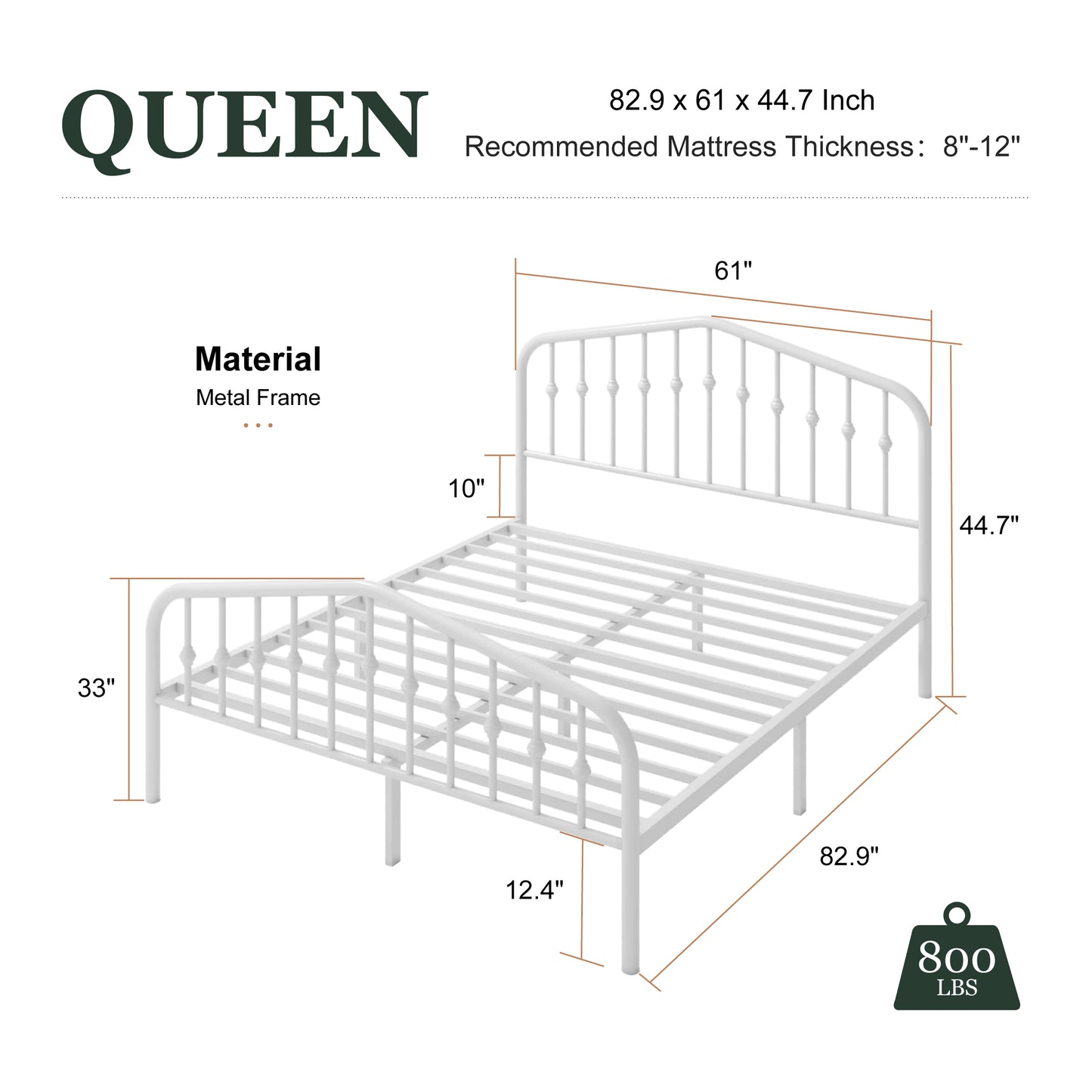 Amolife Vintage Metal Bed Frame with Delicate Headboard and Footboard