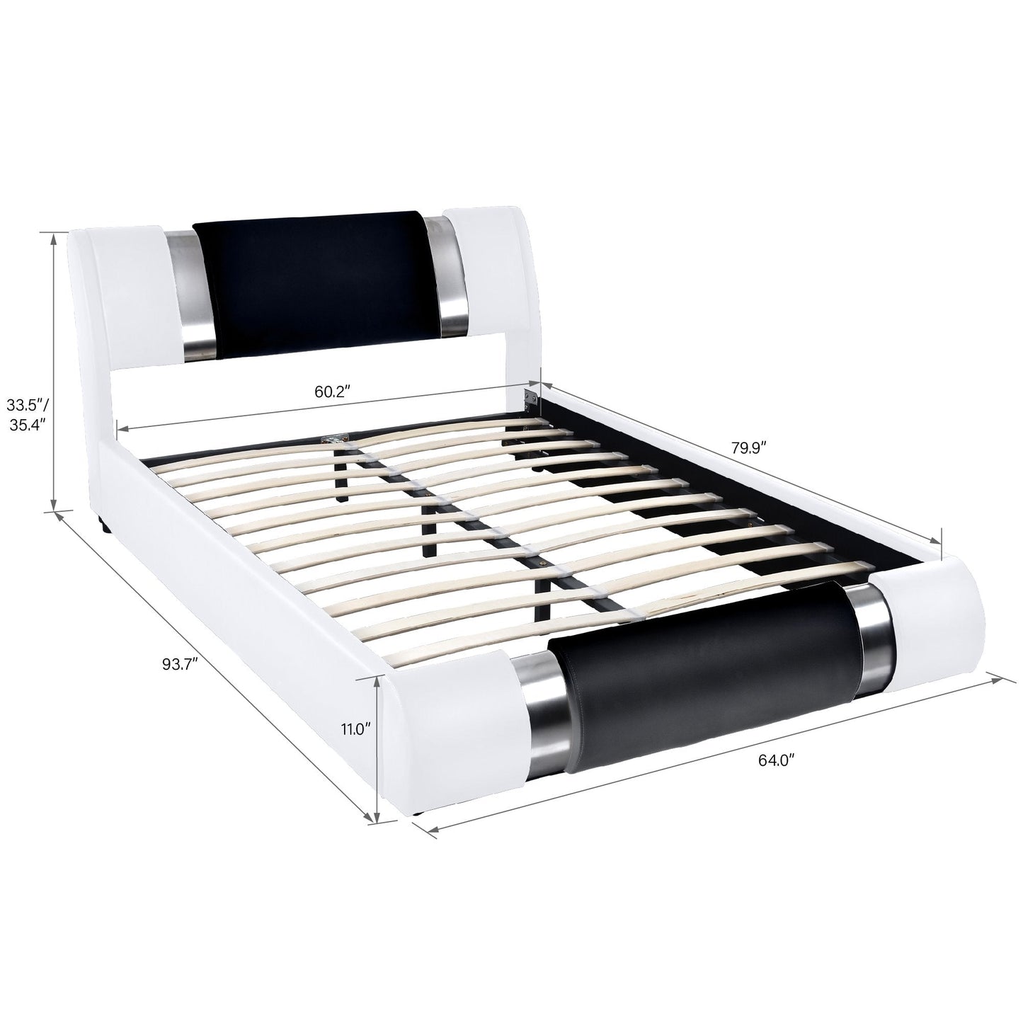 Upholstered Modern Bed with Iron Pieces Decor and Adjustable Headboard
