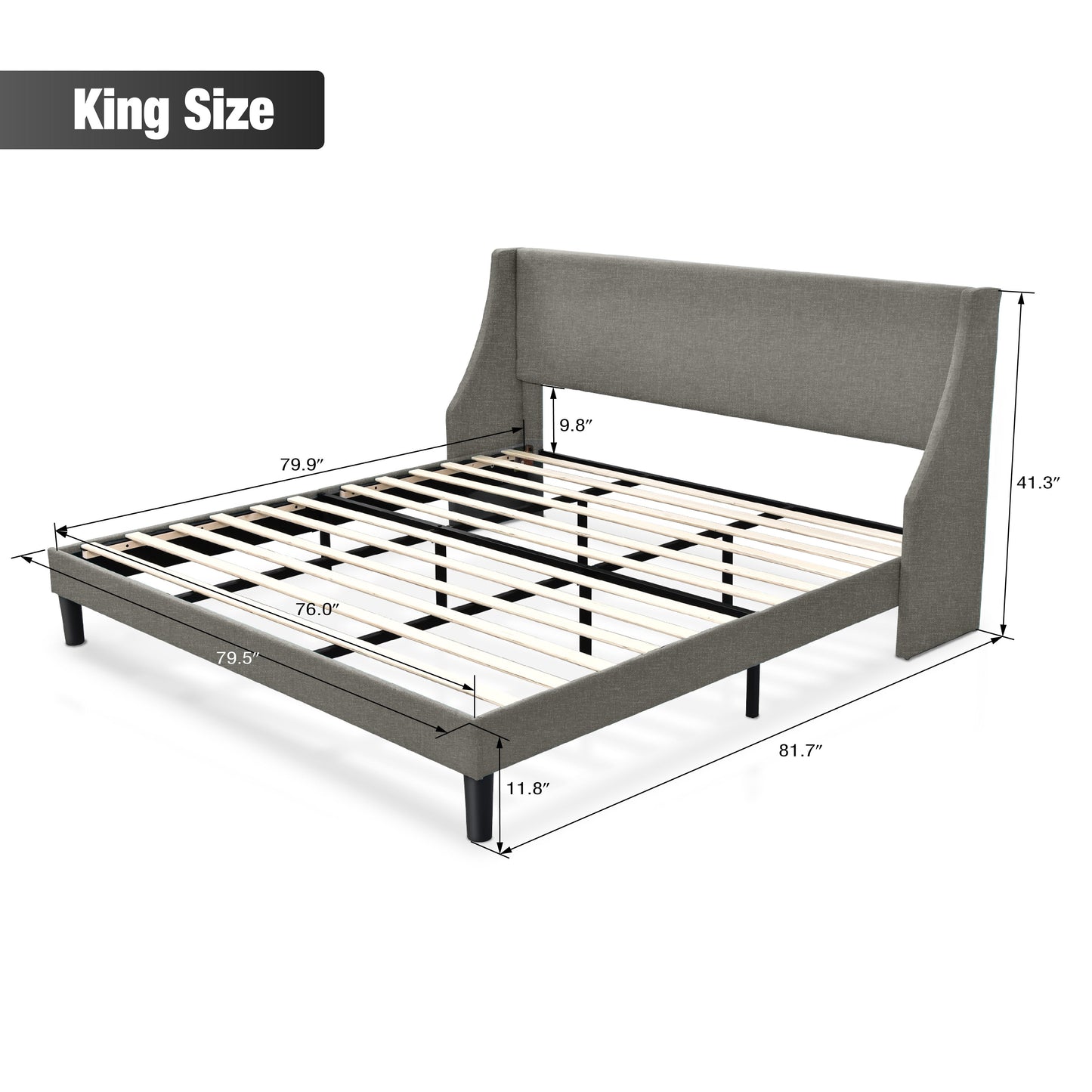 Modern Upholstered Bed with Deluxe Wingback
