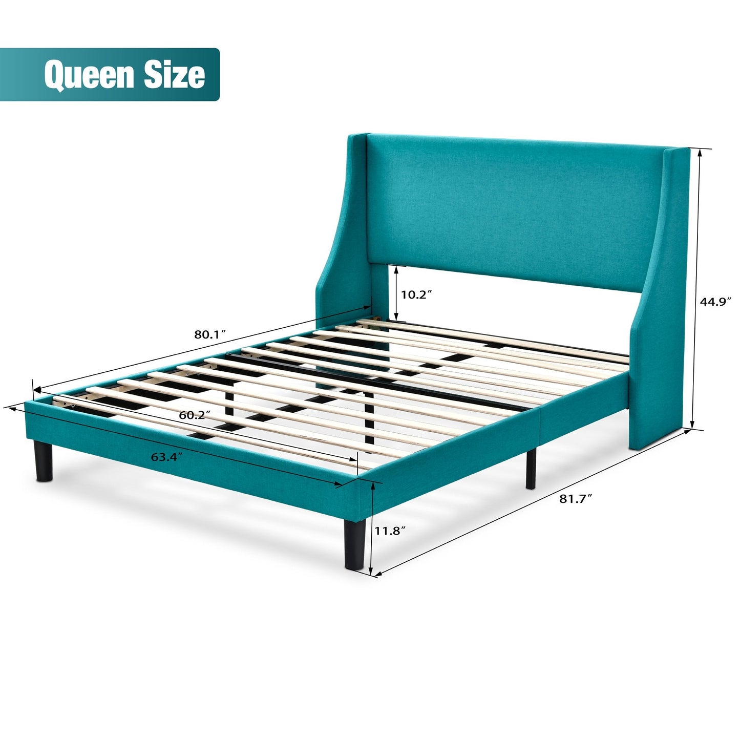 Modern Upholstered Bed with Deluxe Wingback