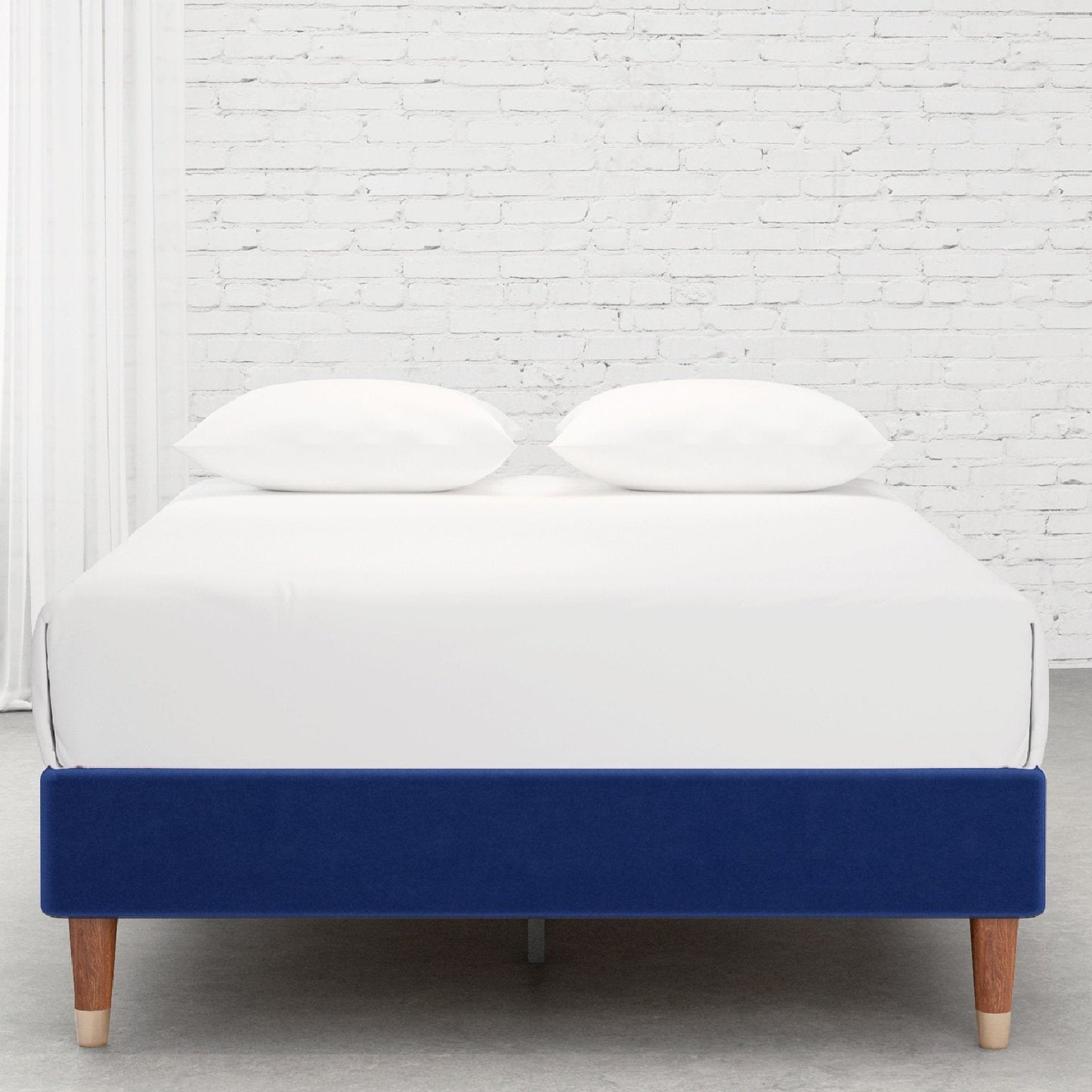 Upholstered Platform Bed Frame, Mattress Foundation with Wood Slat Support
