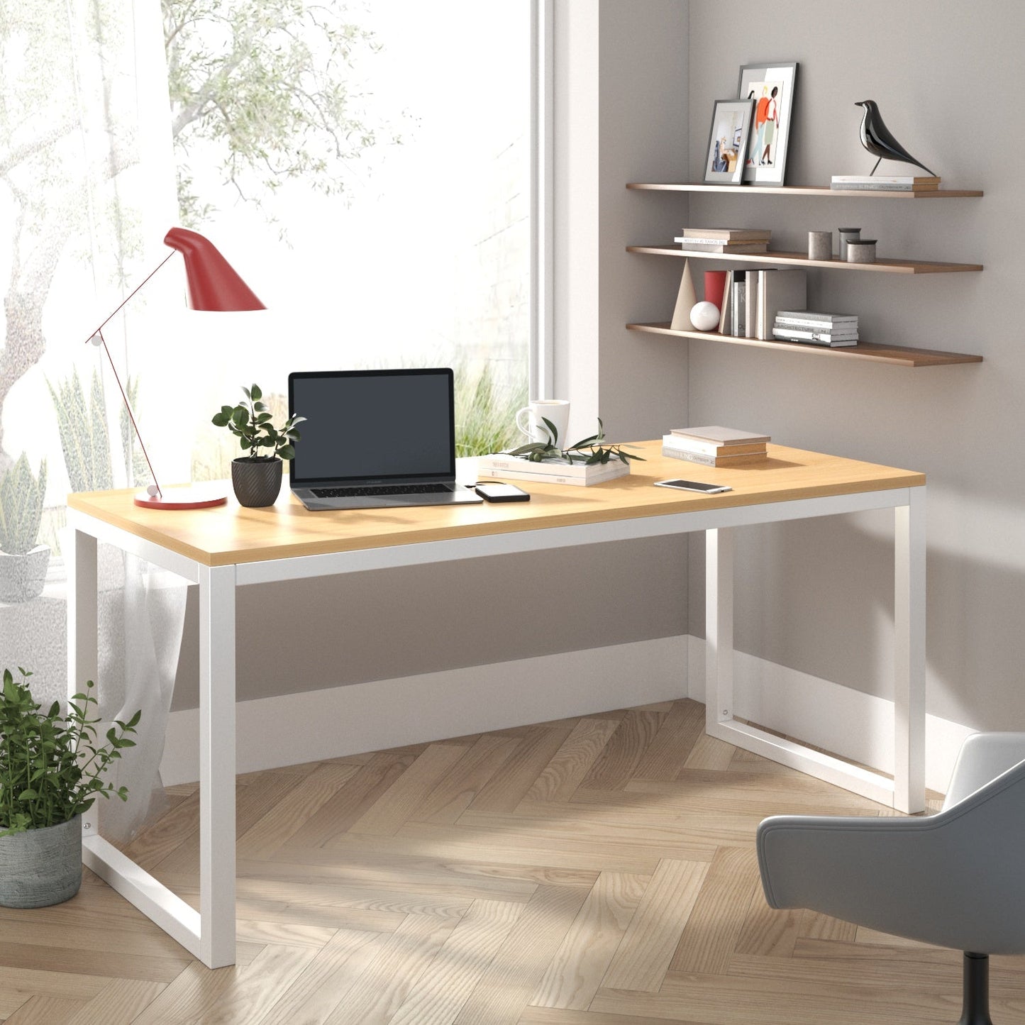 Computer Desk, Modern Writing Gaming Desk for Home Office, Small Wood Table Top Workstation