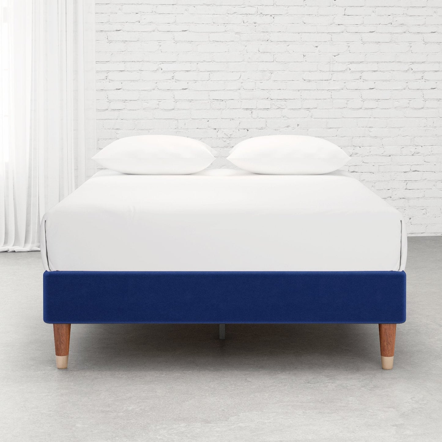 Upholstered Platform Bed Frame, Mattress Foundation with Wood Slat Support