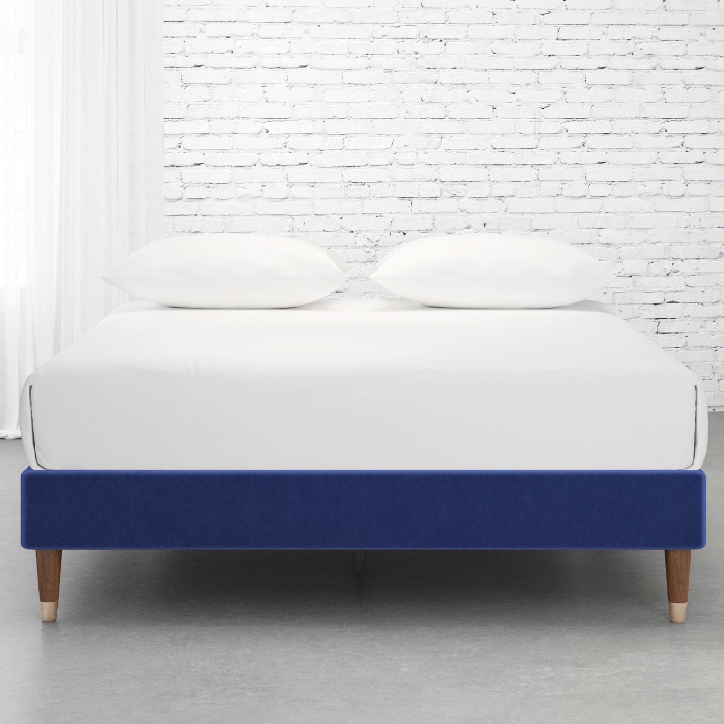 Upholstered Platform Bed Frame, Mattress Foundation with Wood Slat Support