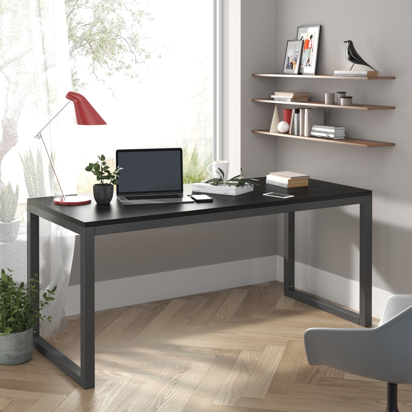 Computer Desk, Modern Writing Gaming Desk for Home Office, Small Wood Table Top Workstation