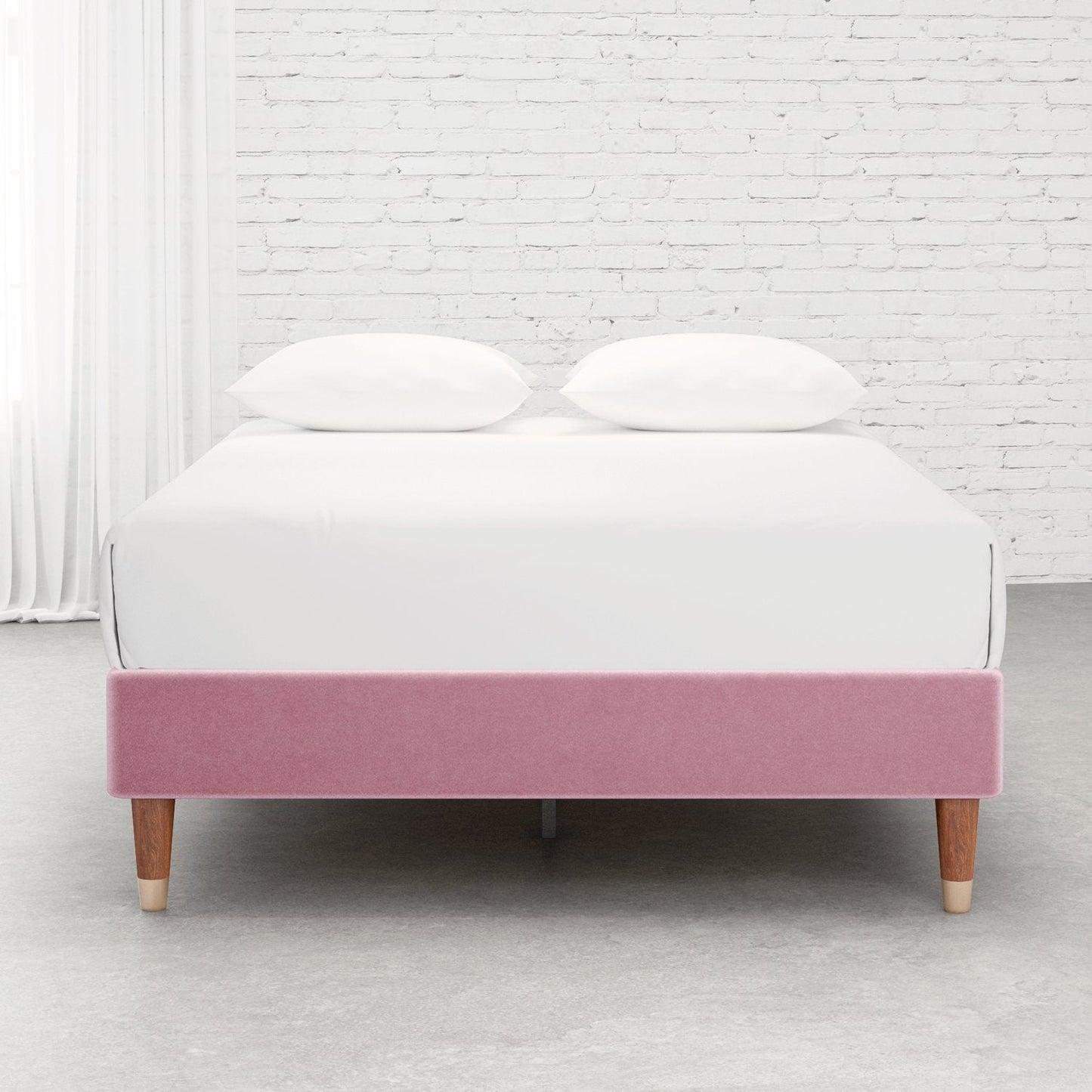 Upholstered Platform Bed Frame, Mattress Foundation with Wood Slat Support