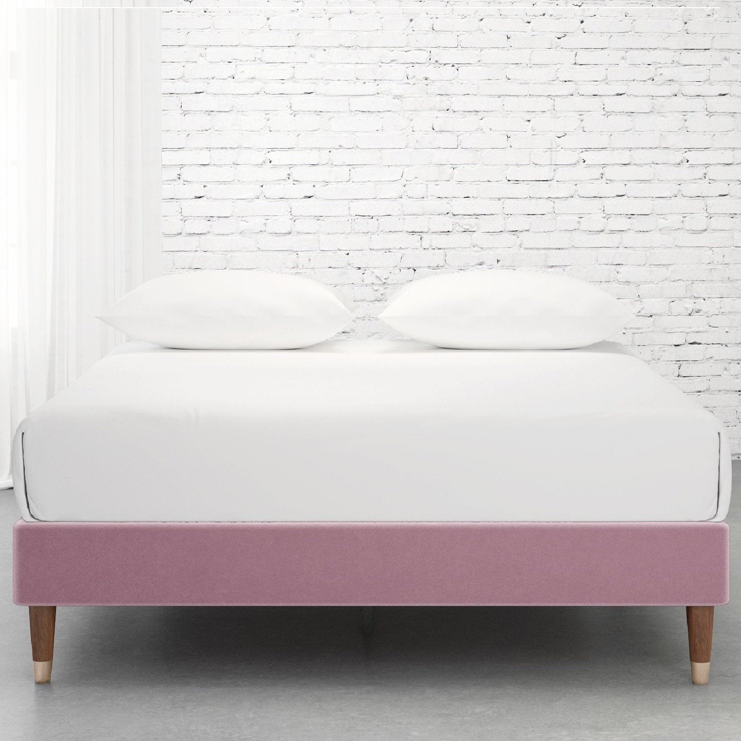 Upholstered Platform Bed Frame, Mattress Foundation with Wood Slat Support