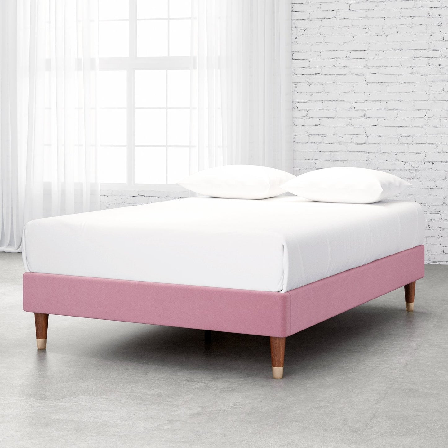 Upholstered Platform Bed Frame, Mattress Foundation with Wood Slat Support