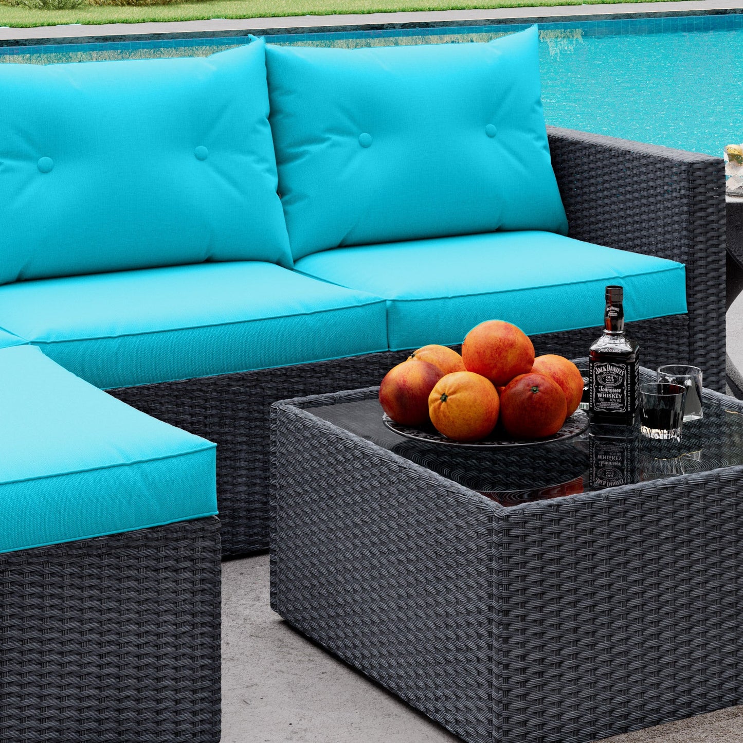 Patio Conversation Set, 3 Pieces PE Wicker Rattan Outdoor Furniture