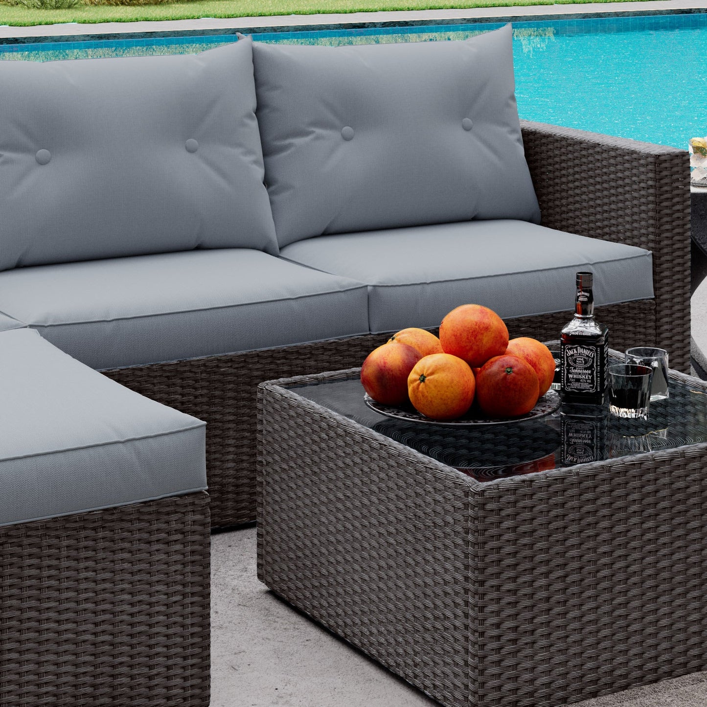Patio Conversation Set, 3 Pieces PE Wicker Rattan Outdoor Furniture