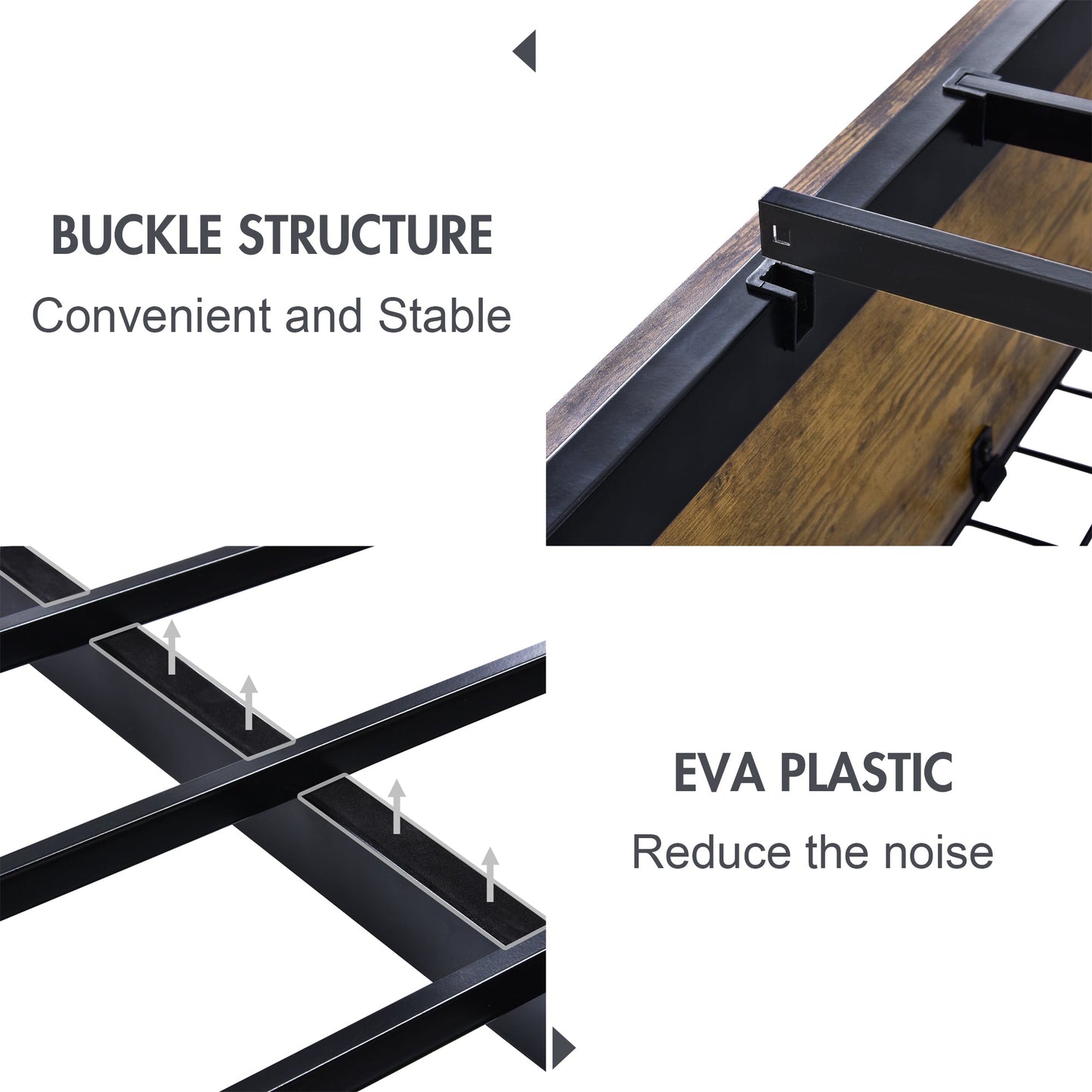 Industrial Metal Bed Frame with 4 Sliding XL Storage Drawers, Platform Bed with Large Storage Space