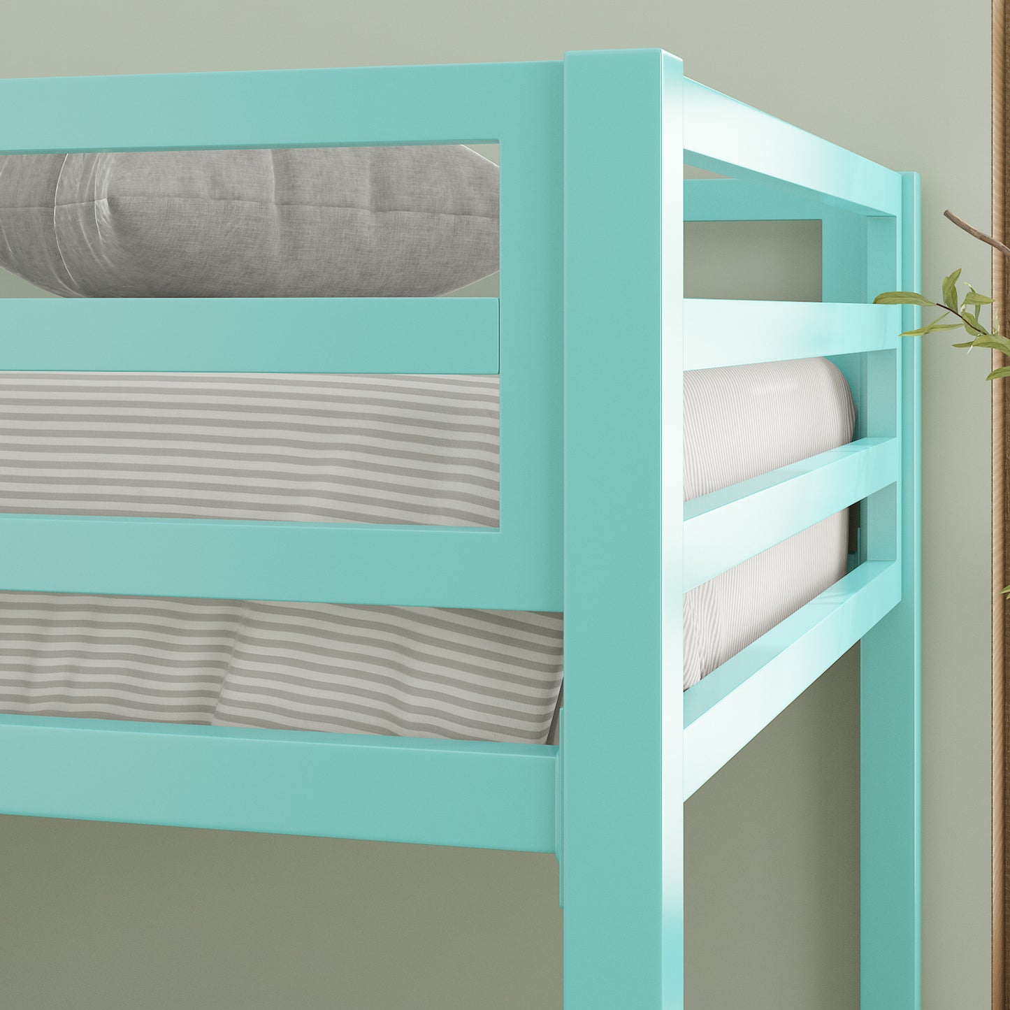 Bunk Bed Twin Over Twin Size with Ladder for Junior, Metal Twin Bunk Beds with Safety Full-Length Guardrail, Space-Saving / No Box Spring Needed / Noise Free