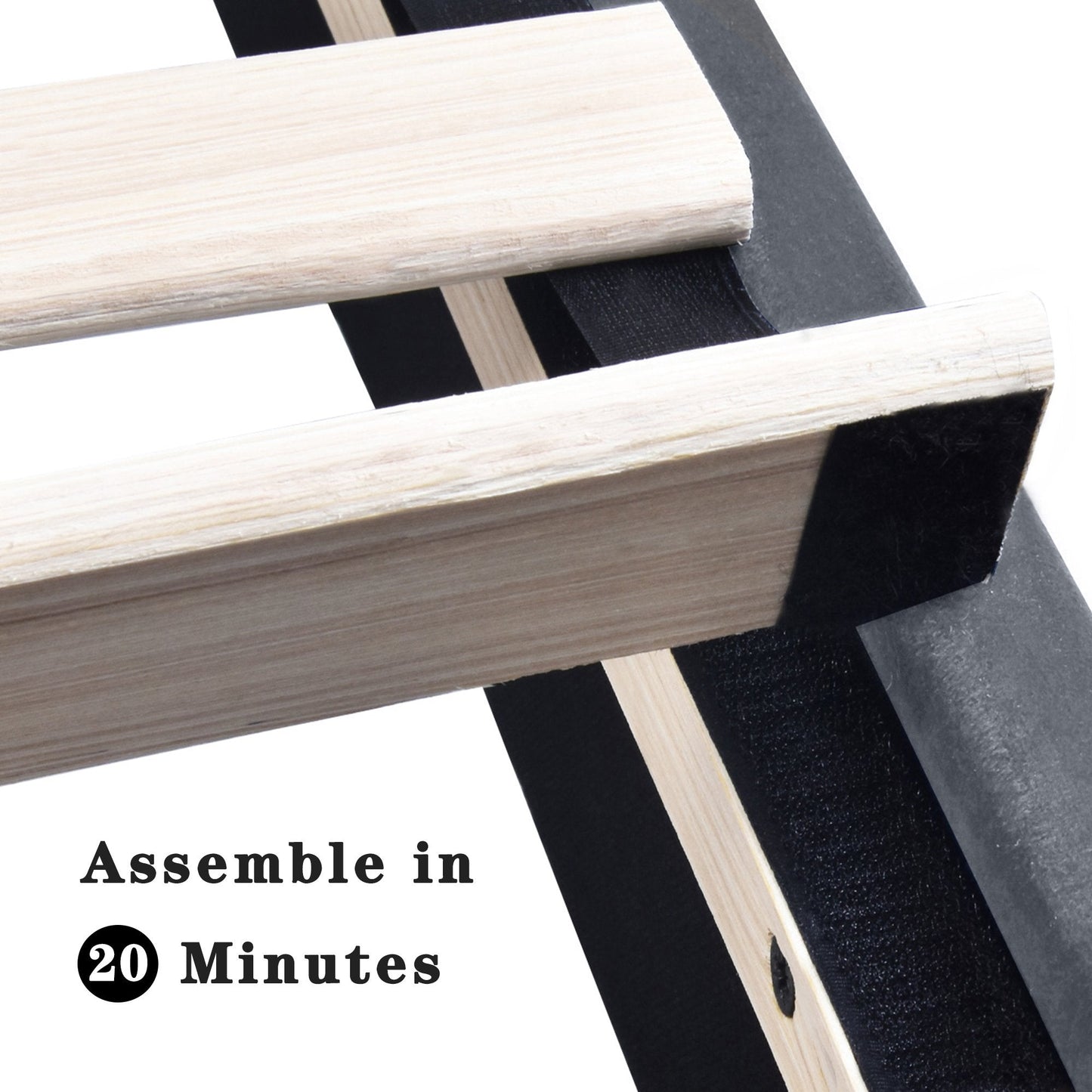 Upholstered Platform Bed Frame, Mattress Foundation with Wood Slat Support