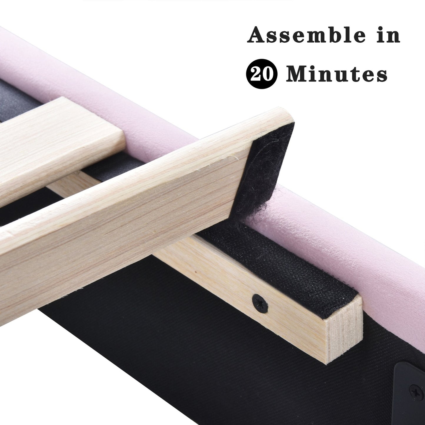 Upholstered Platform Bed Frame, Mattress Foundation with Wood Slat Support