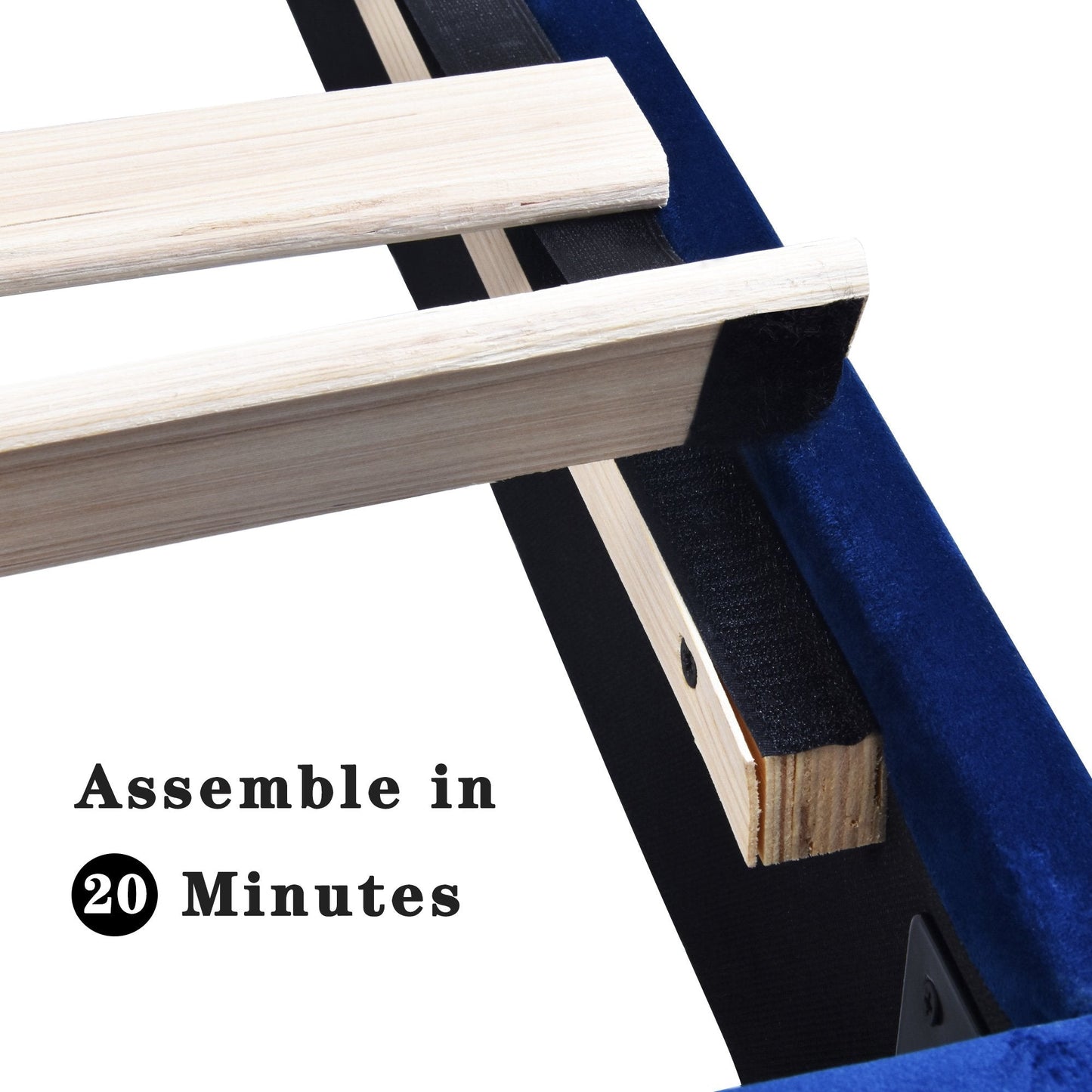 Upholstered Platform Bed Frame, Mattress Foundation with Wood Slat Support