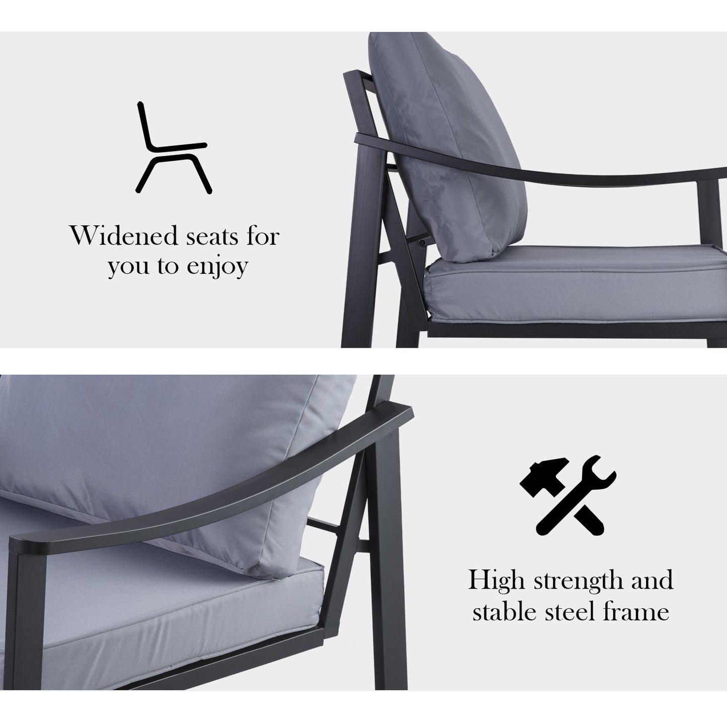 4 Pieces Patio Furniture Set Outdoor Conversation Sets, Modern Loveseat, Table and Chairs