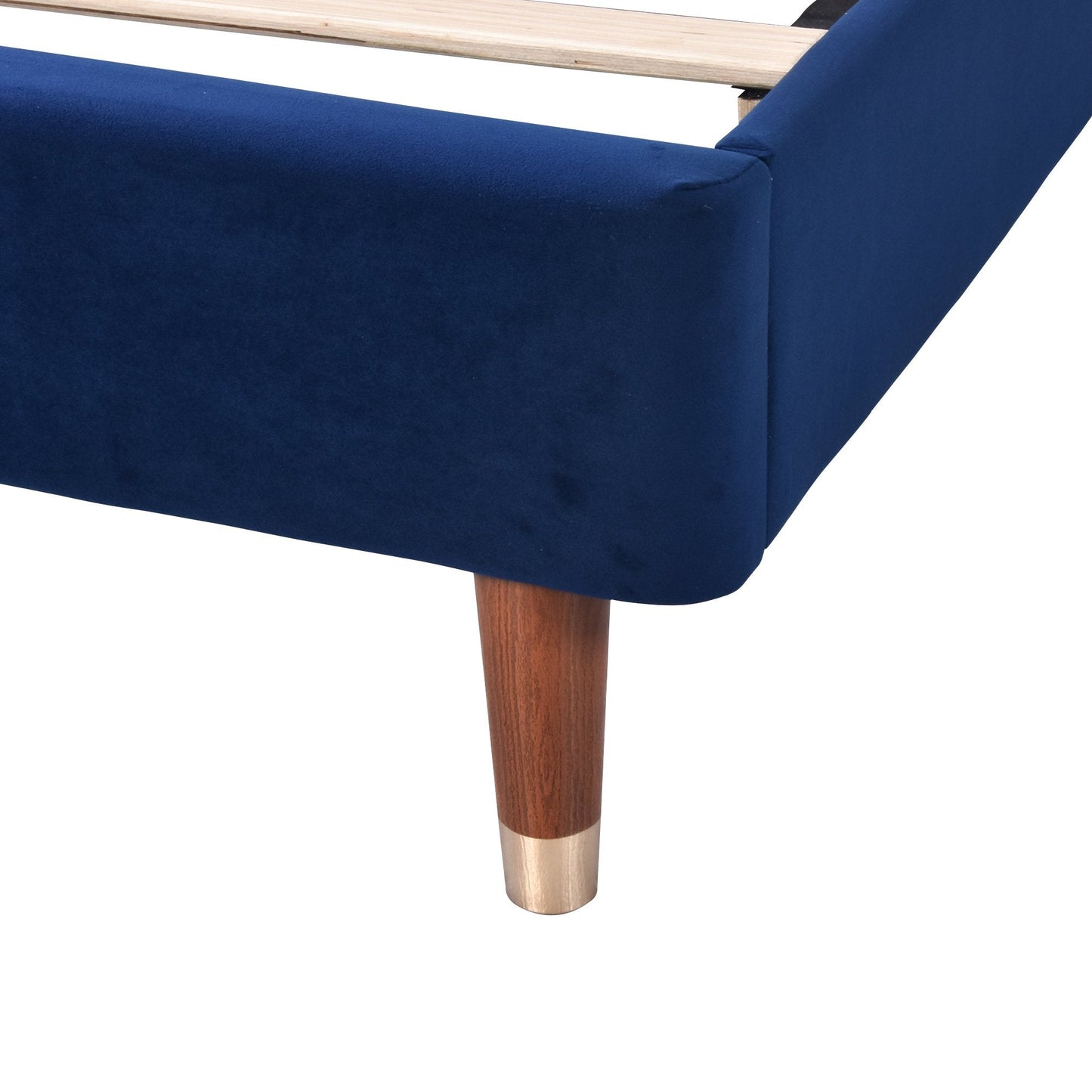 Upholstered Platform Bed Frame, Mattress Foundation with Wood Slat Support