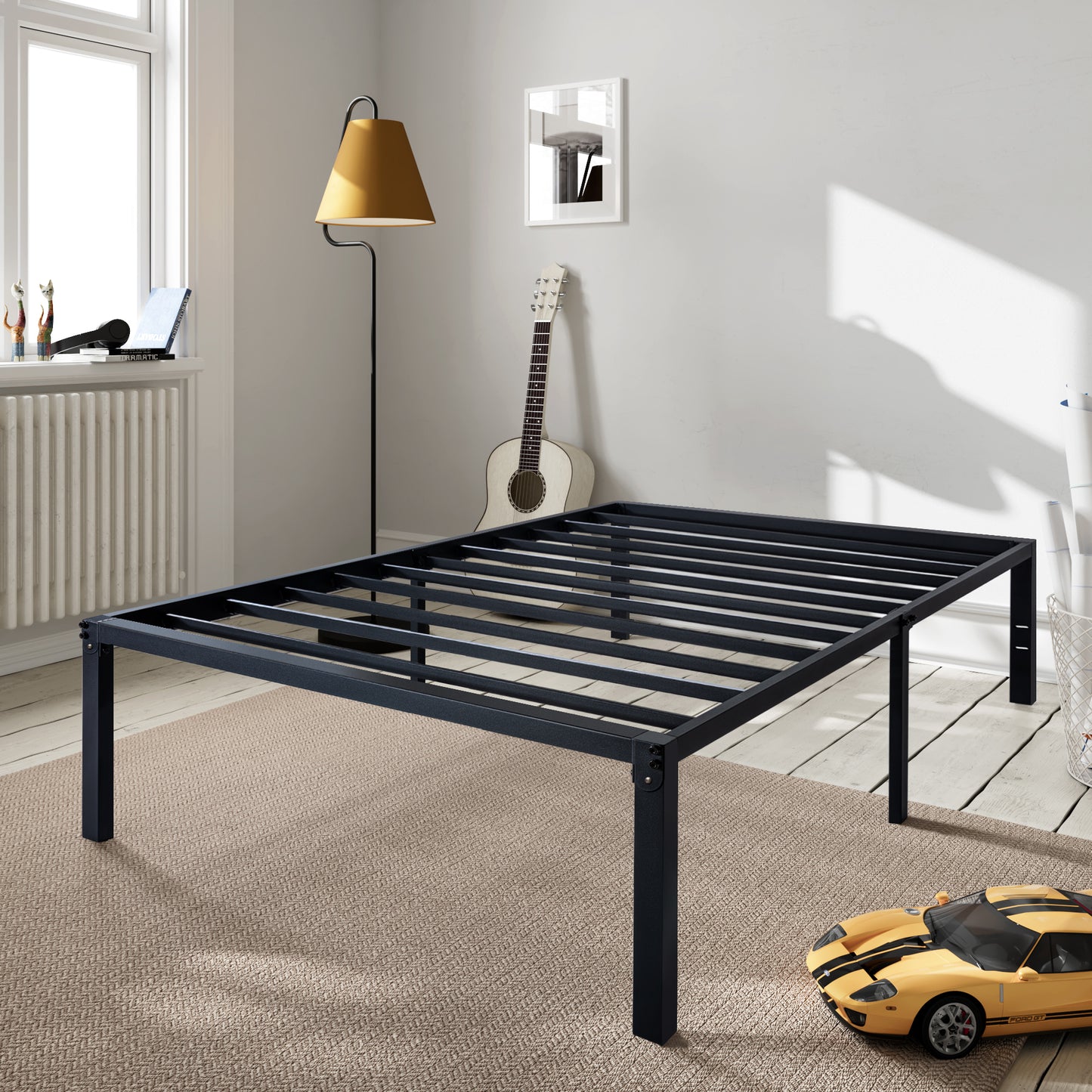 Heavy Duty Platform Bed Frame with 16.5’’ Large Under Bed Storage Space, Sturdy Metal Frame