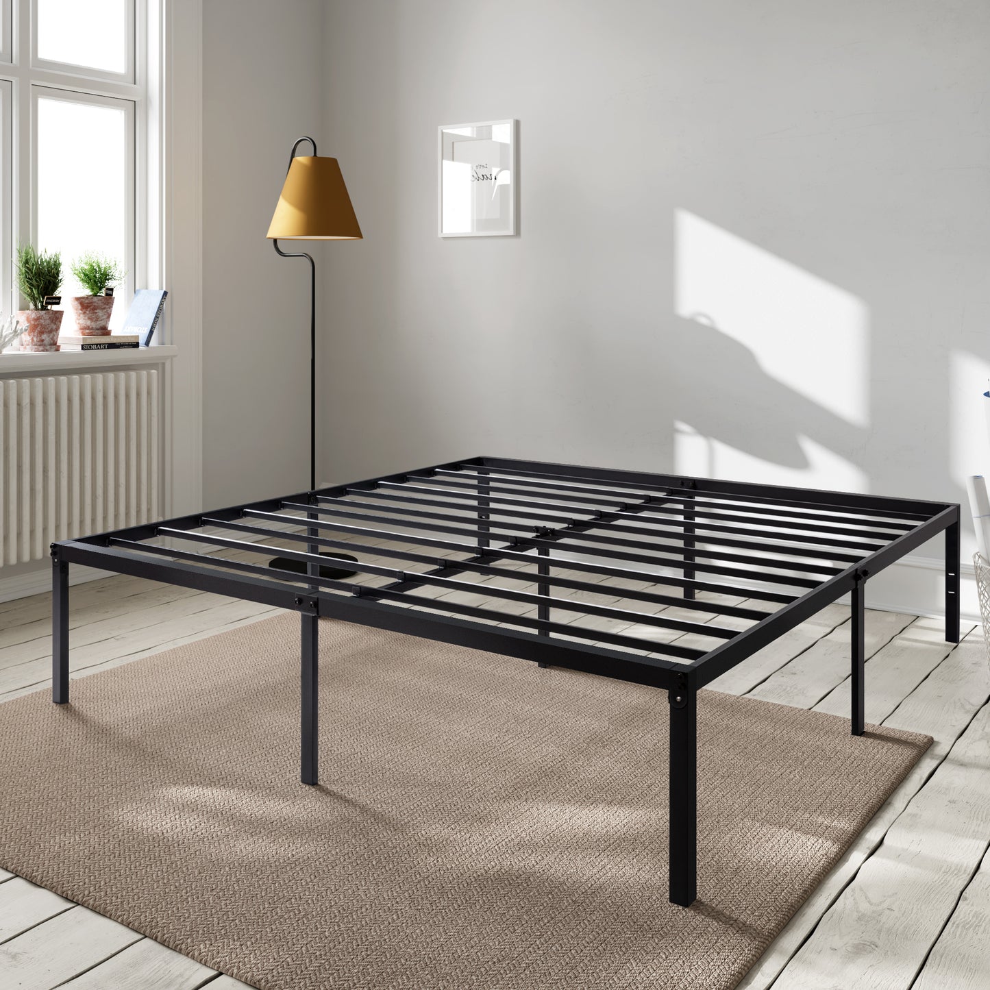 Heavy Duty Platform Bed Frame with 16.5’’ Large Under Bed Storage Space, Sturdy Metal Frame
