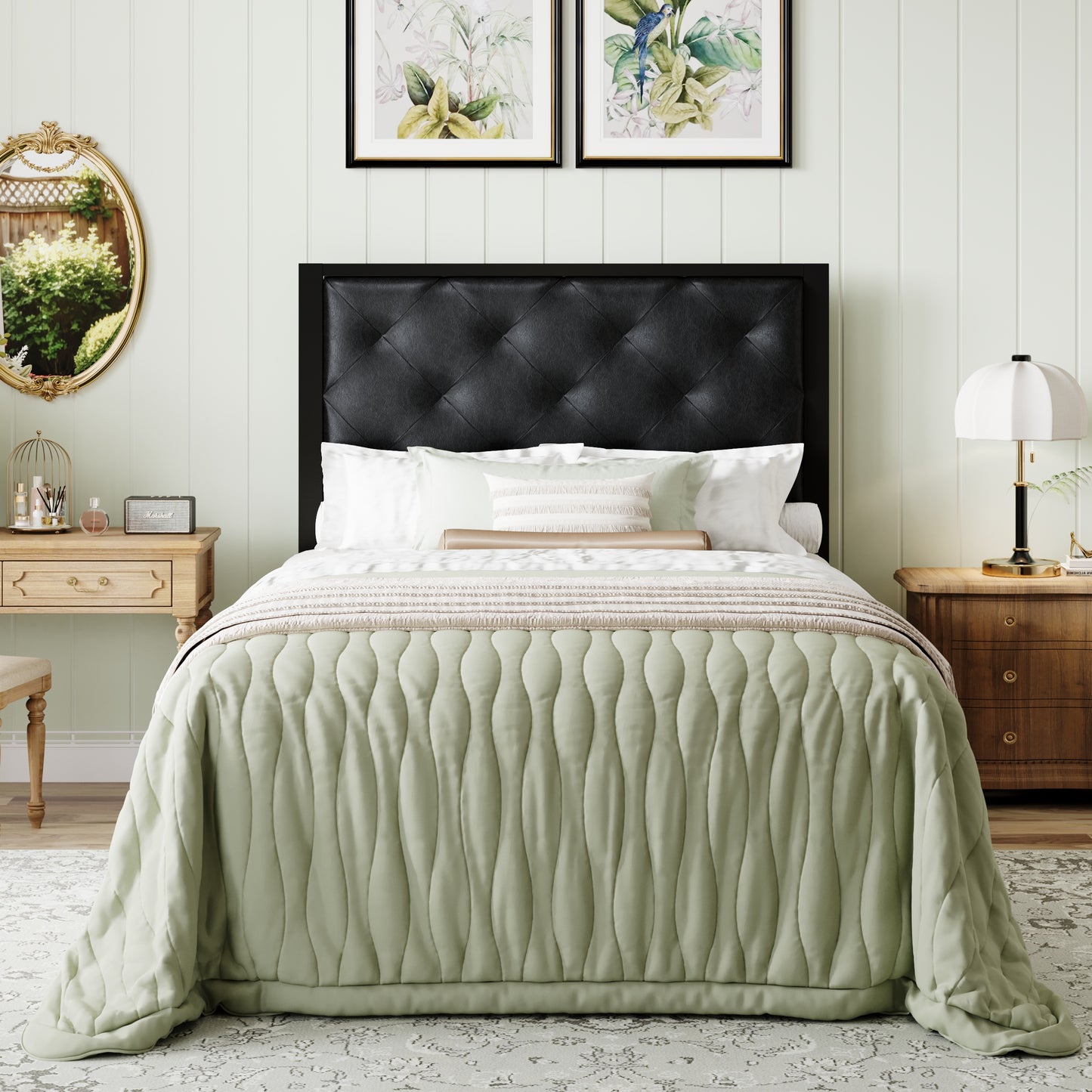 Amolife Bed Frame with Upholstered Headboard and Elevated Footboard, 12.5" Under-Bed Storage Space, No Box Spring Needed